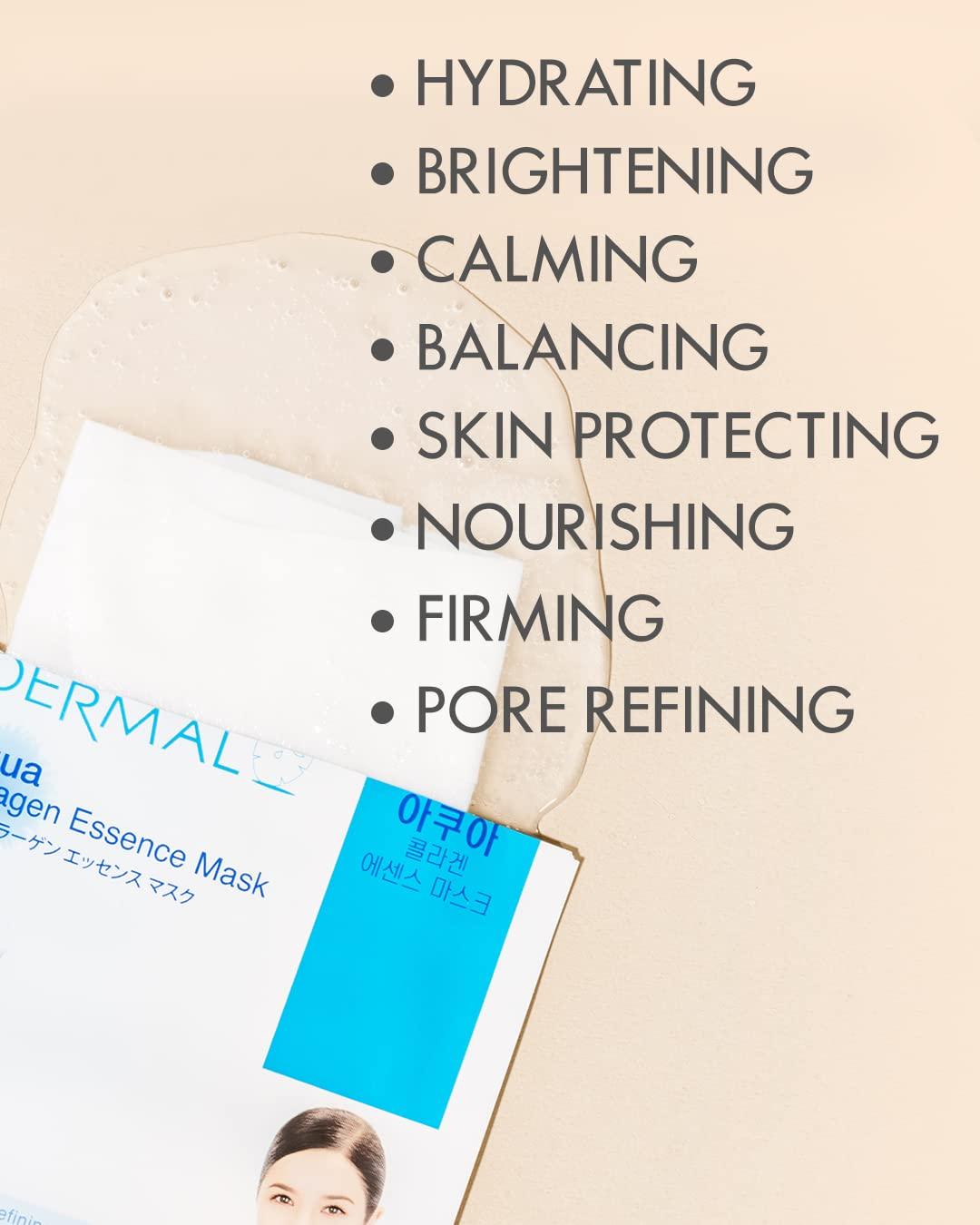 DERMAL 39 Combo Pack A Collagen Essence Korean Face Mask - Hydrating & Soothing Facial Mask with Panthenol - Hypoallergenic Self Care Sheet Mask for All Skin Types - Natural Home Spa Treatment Masks - Image 4