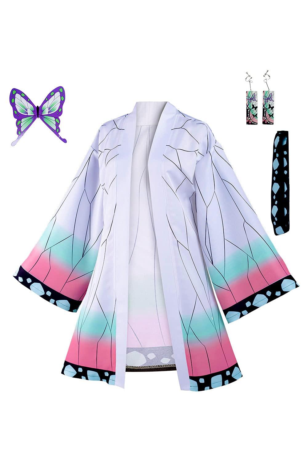 Haydory Women Kochou Shinobu/Agatsuma Zenitsu/Rengoku Kyoujurou Cloak Cosplay Costume Kimono Cape Robe Halloween Suit Adult