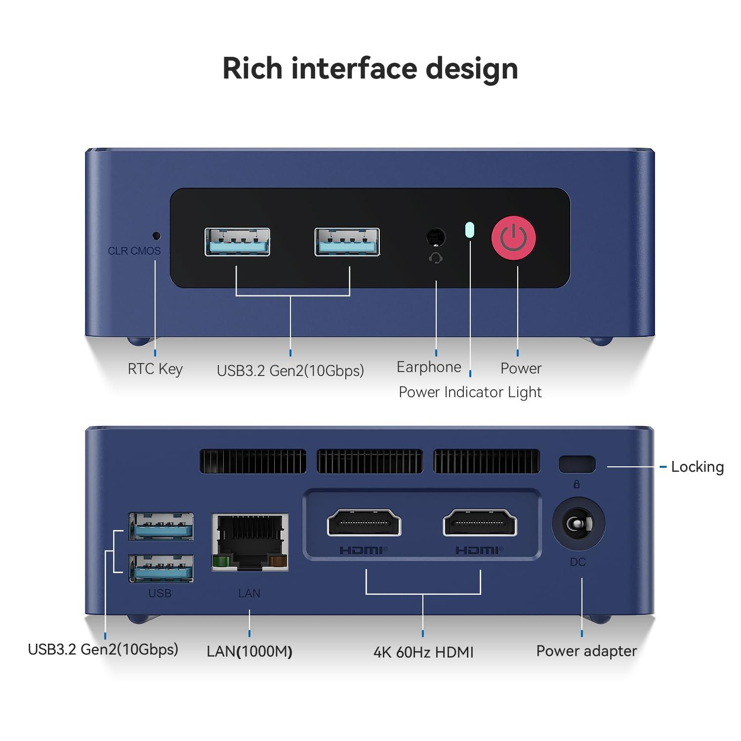 Beelink Mini S12 Pro Mini PC, Intel 12th Gen N100 (4C/4T, up to 3.4GHz), 16GB DDR4, 500GB SSD, Desktop Computer Support Dual HDMI 4K@60Hz, WiFi 6, BT5.2, NAS, Low Power - Image 5