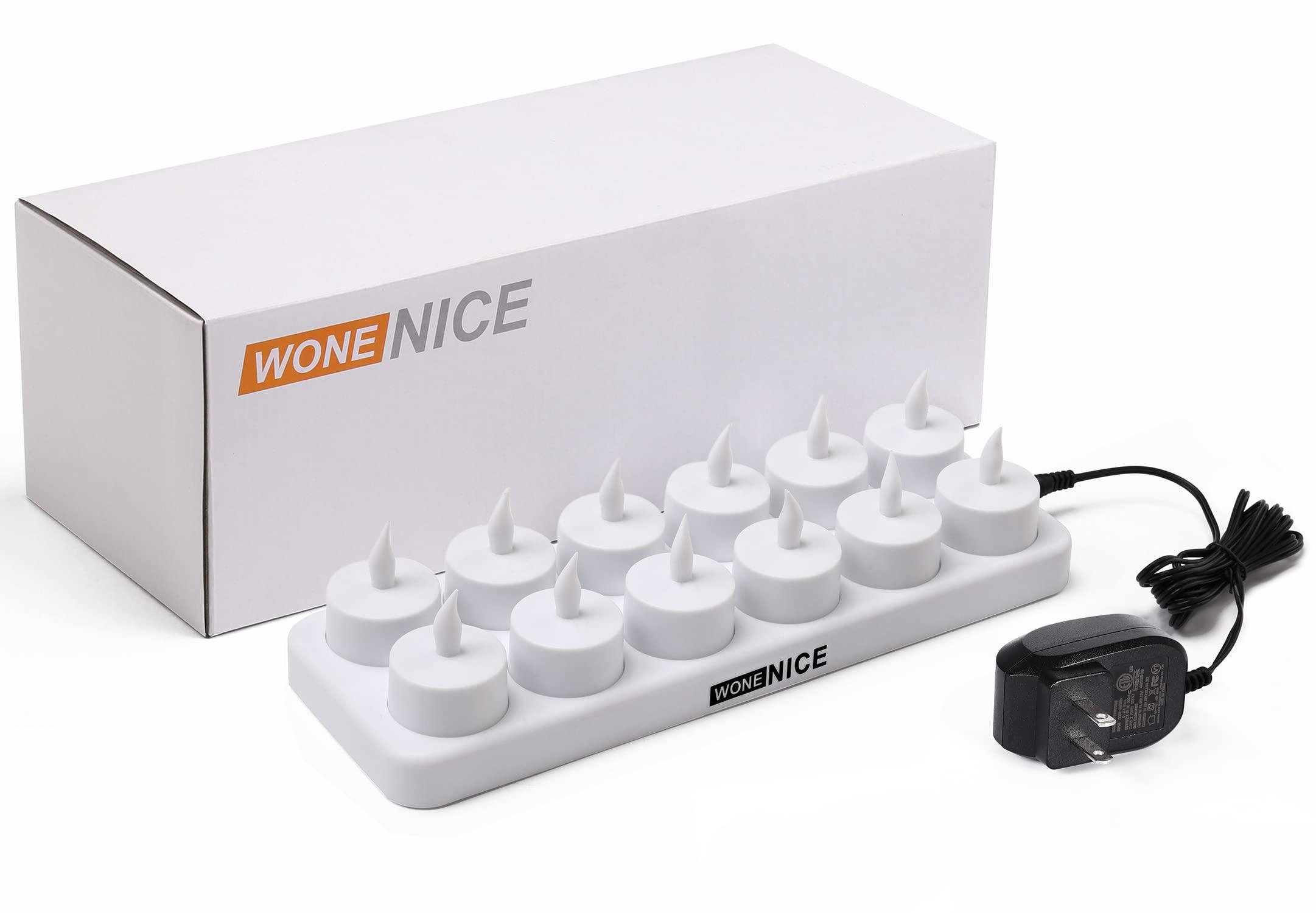 WoneNice Rechargeable Tea Lights Flickering Flameless Candles with Charging Base and AC Adapter, Romantic for Lantern Party Restaurants Weddings Christmas and Holiday Decoration - Image 7