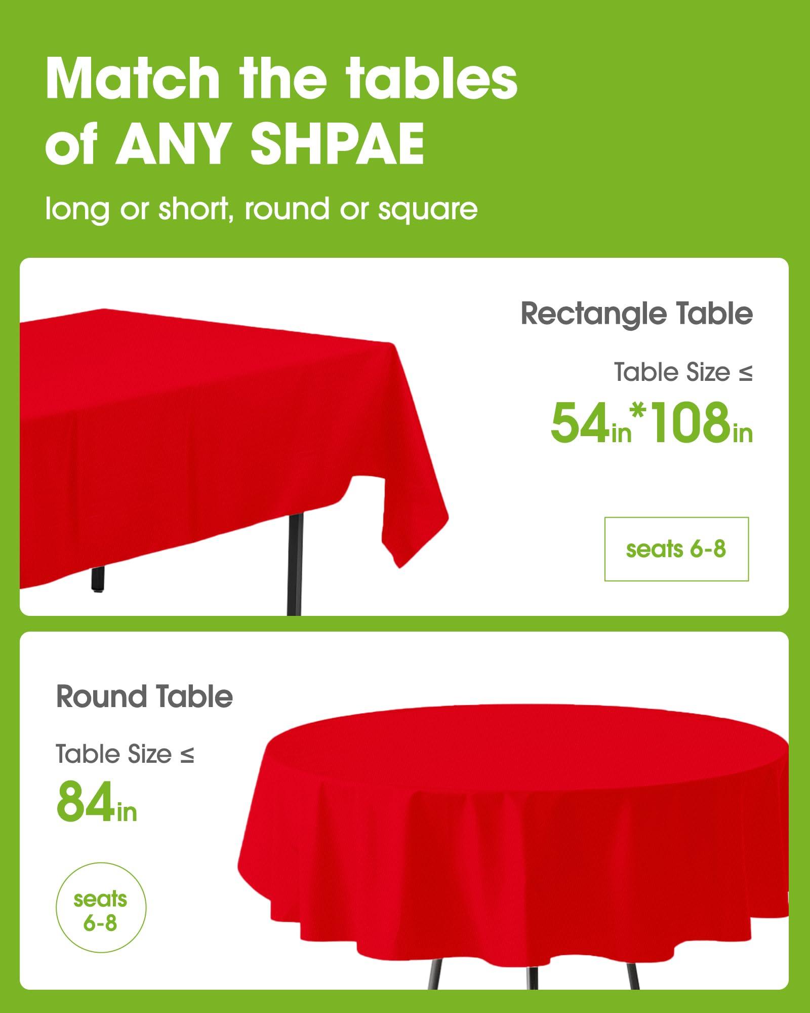 Pureegg Plastic Table Cloth Disposable 10 Pack, 54 x 108 Inch Table Cloths, Valentines Day, Thanksgiving, Christmas Decorations, Fall Tablecloths, Rectangle, Plastic Cover, Leakproof & Sturdy, Red - Image 3