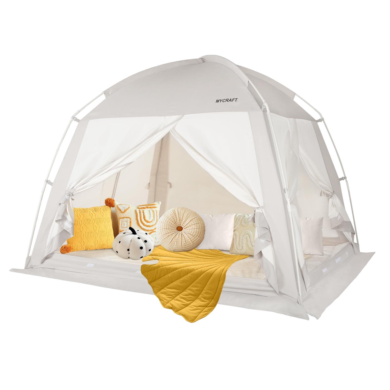 Bed Tents Canopy Bed–Privacy Dream Tent for Cozy Indoor Sleeping, Light-Reducing,and Breathable, with 4 Doors Floor Tent Bed–Available in Twin, Full, and Queen Sizes