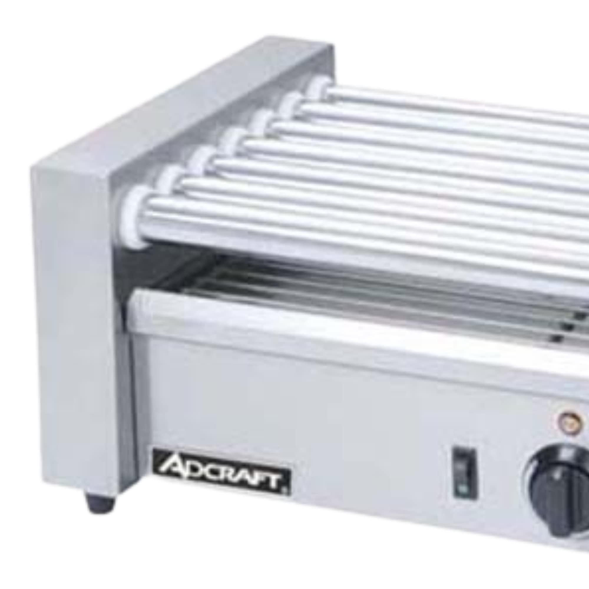 Adcraft RG-07 18 Hot Dog Roller Grill, 7-Roller, Stainless Steel, Flat Top, 560-Watts, 120v, NSF - Image 3