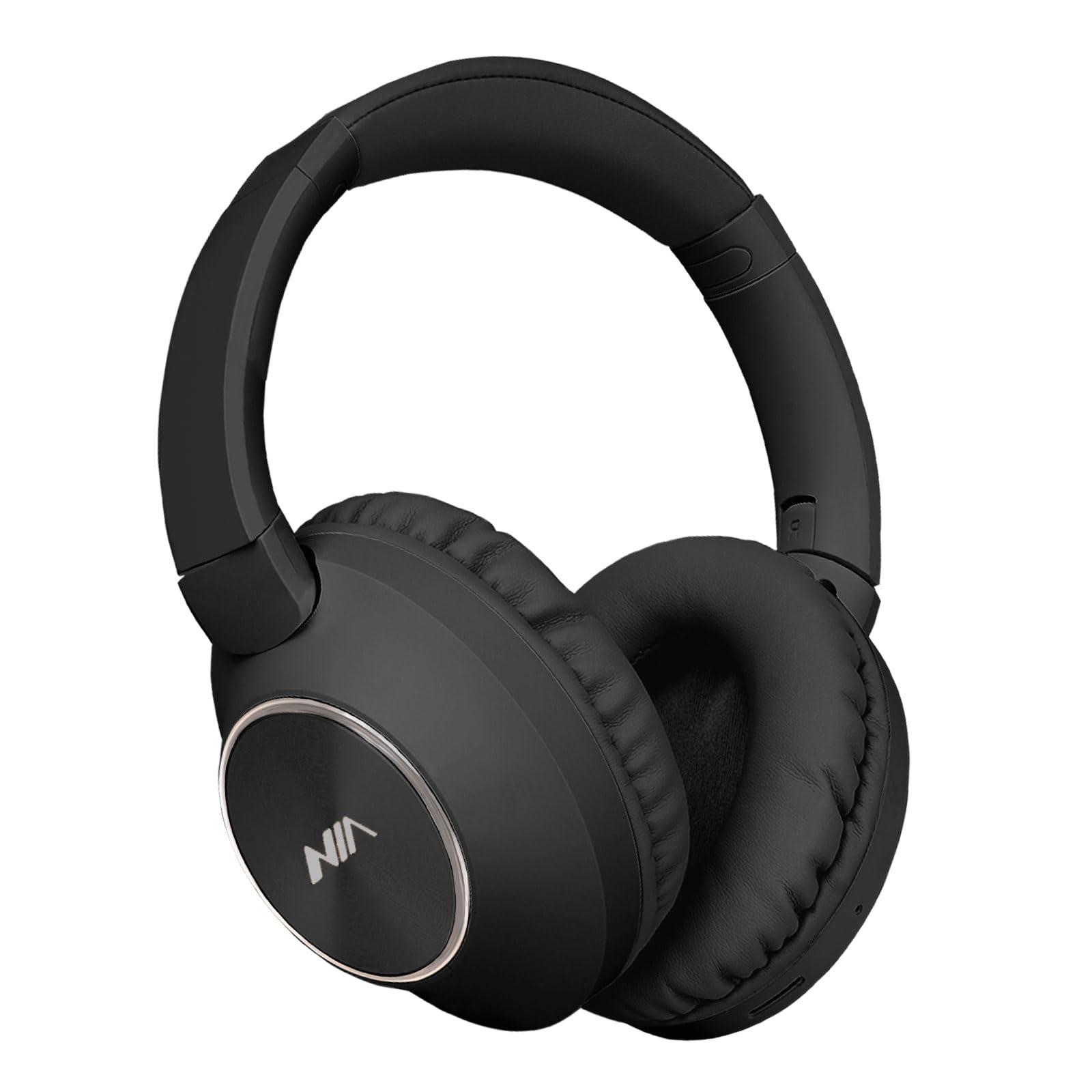 XuanGui Over Ear Wireless Bluetooth Headphones, Foldable HiFi Stereo Headphones with 20H Playtime, Bluetooth 5.3, FM/TF, LED Lights for Cellphone Home NX400, Black