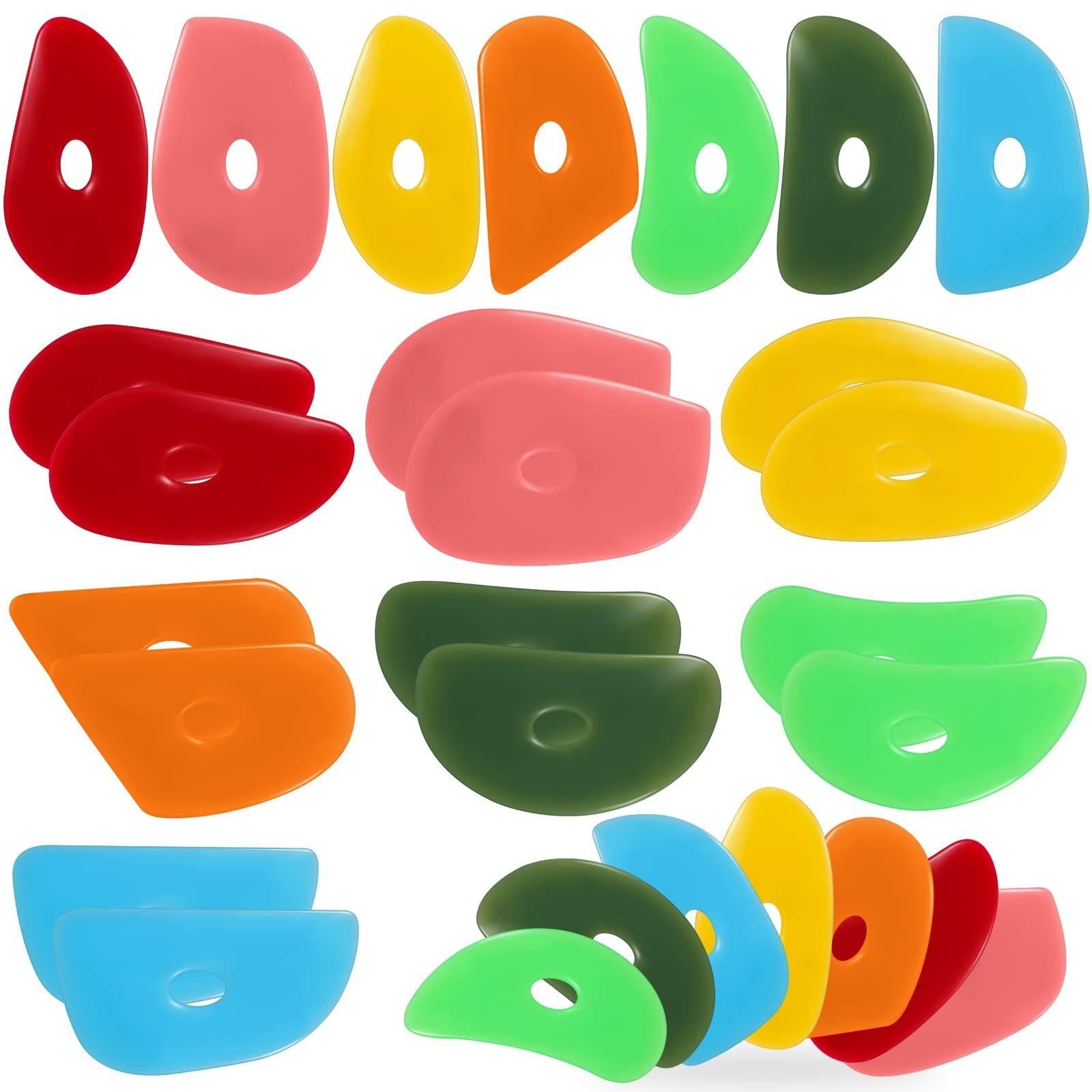 Sherr 21 Pcs Soft Ribs for Pottery Clay Silicone Rib Ceramics Tools Pottery Rubber Clay Ceramic Ribs for DIY Smooths Shapes Sculpting Tools, 7 Styles(Bright Color,Classic Style)
