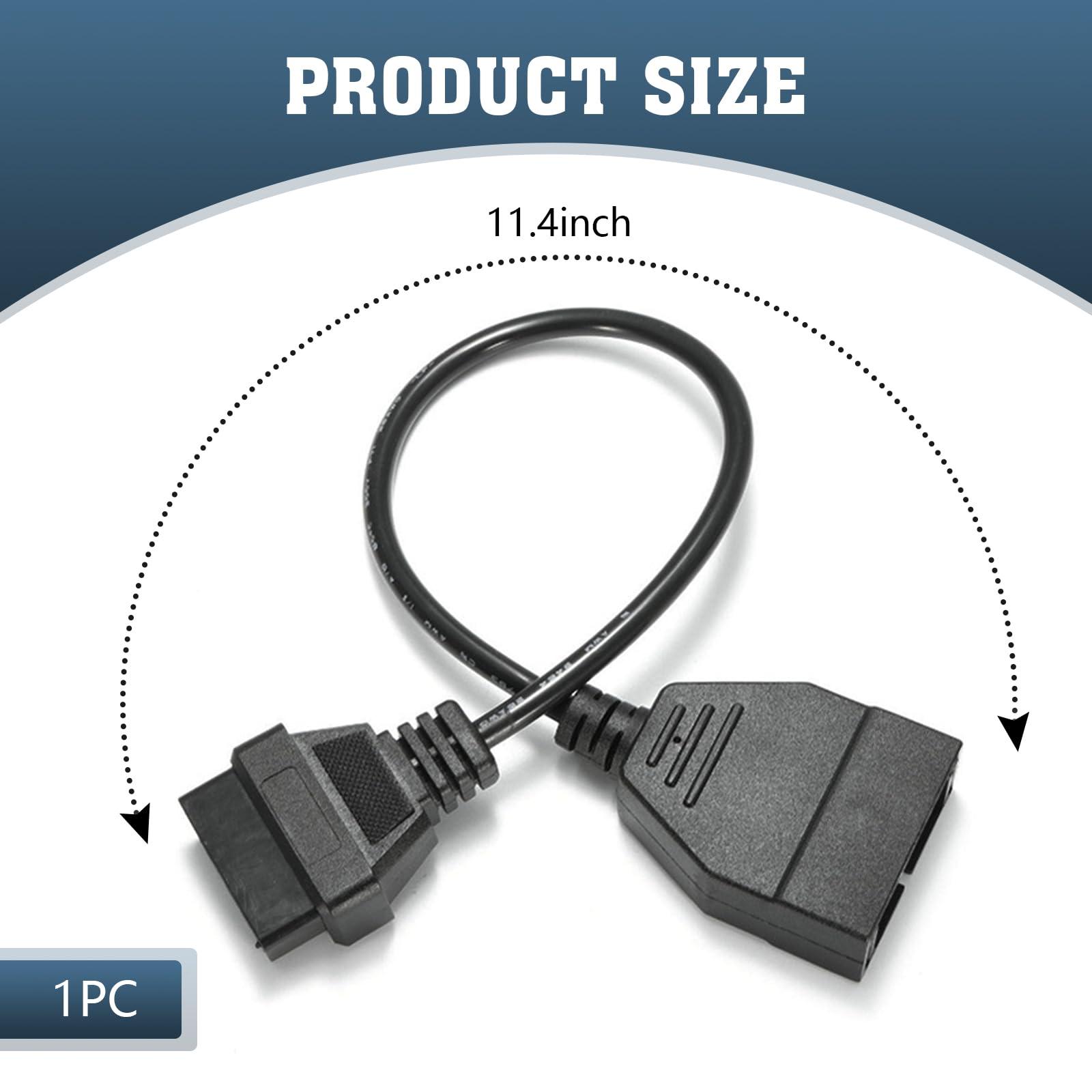 Flygun 1 PC OBD1 Scanner Connector, OBD1 to OBD2 GM Adapter, Scanning Diagnostic Extension Tool Cable Connector, Compatible with GM 12 Pin to OBD1 to OBD2 16 Pin Connector (Black) - Image 2