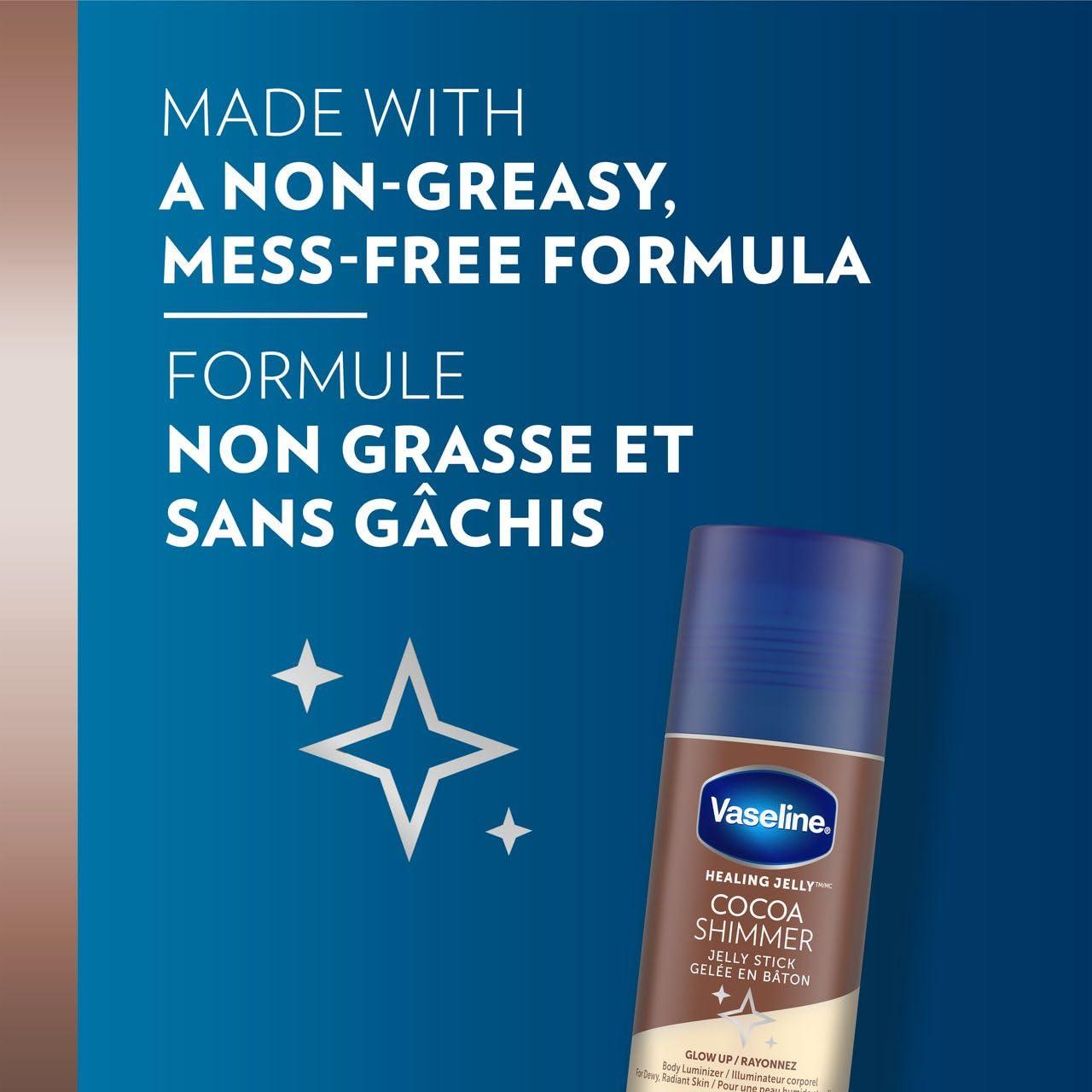 Vaseline Cocoa Shimmer Jelly Stick – Non-Greasy Moisturizer for Glowing Skin, Face & Body Lotion, Travel-Size, 1.4 Oz Ea, Pack of 3. - Image 6