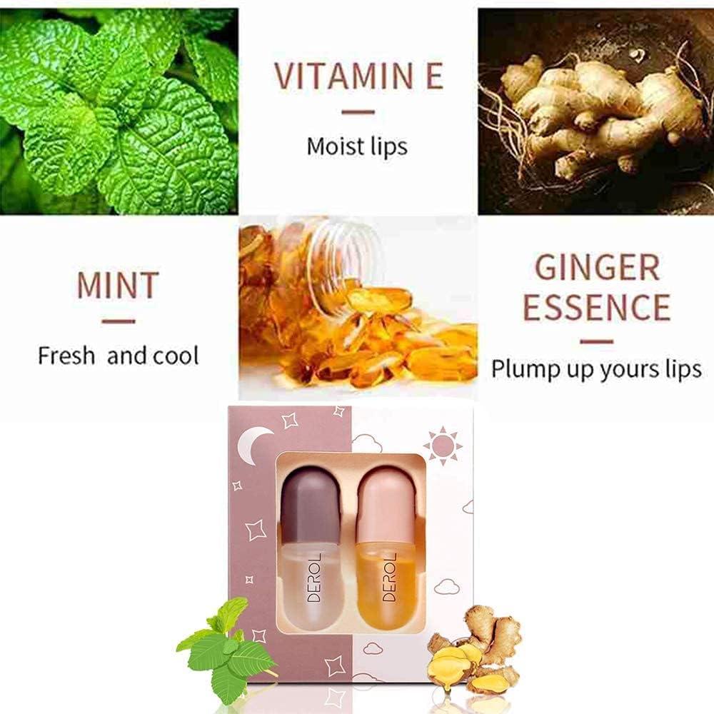 DEROL Lip Plumper by Vafee, Natural Lip Plumper and Lip Care Serum, Lip Enhancer for Fuller, Lip Mask, Beautiful Fuller, Hydrating & Reduce Fine Lines 5.5ML (Day& Night) - Image 3