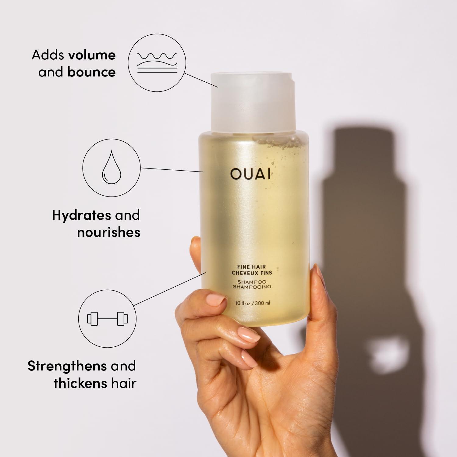 OUAI Fine Shampoo - Volumizing Shampoo with Strengthening Keratin, Biotin & Chia Seed Oil for Fine Hair - Delivers Clean, Weightless Body - Paraben, Phthalate & Sulfate Free Hair Care (10 Fl Oz) - Image 2