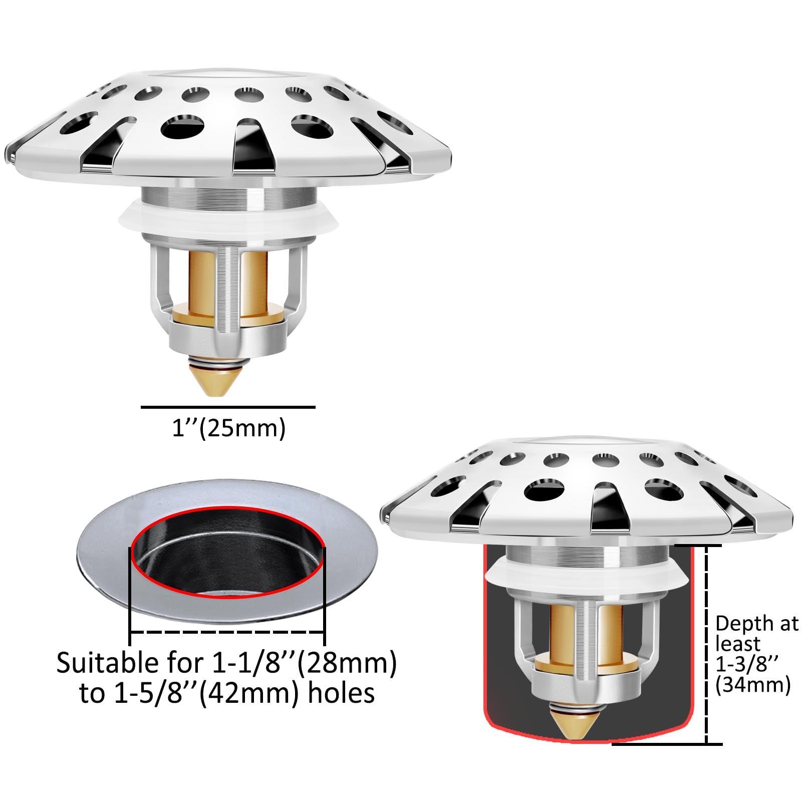 AzWzz Bathroom Sink Stopper,Sink Hair Catcher,Bathroom Sink Drain Strainer Pop Up Drain Cover Plug,Universal for 1.1 to 1.65in Sink Drain Hole - Image 2