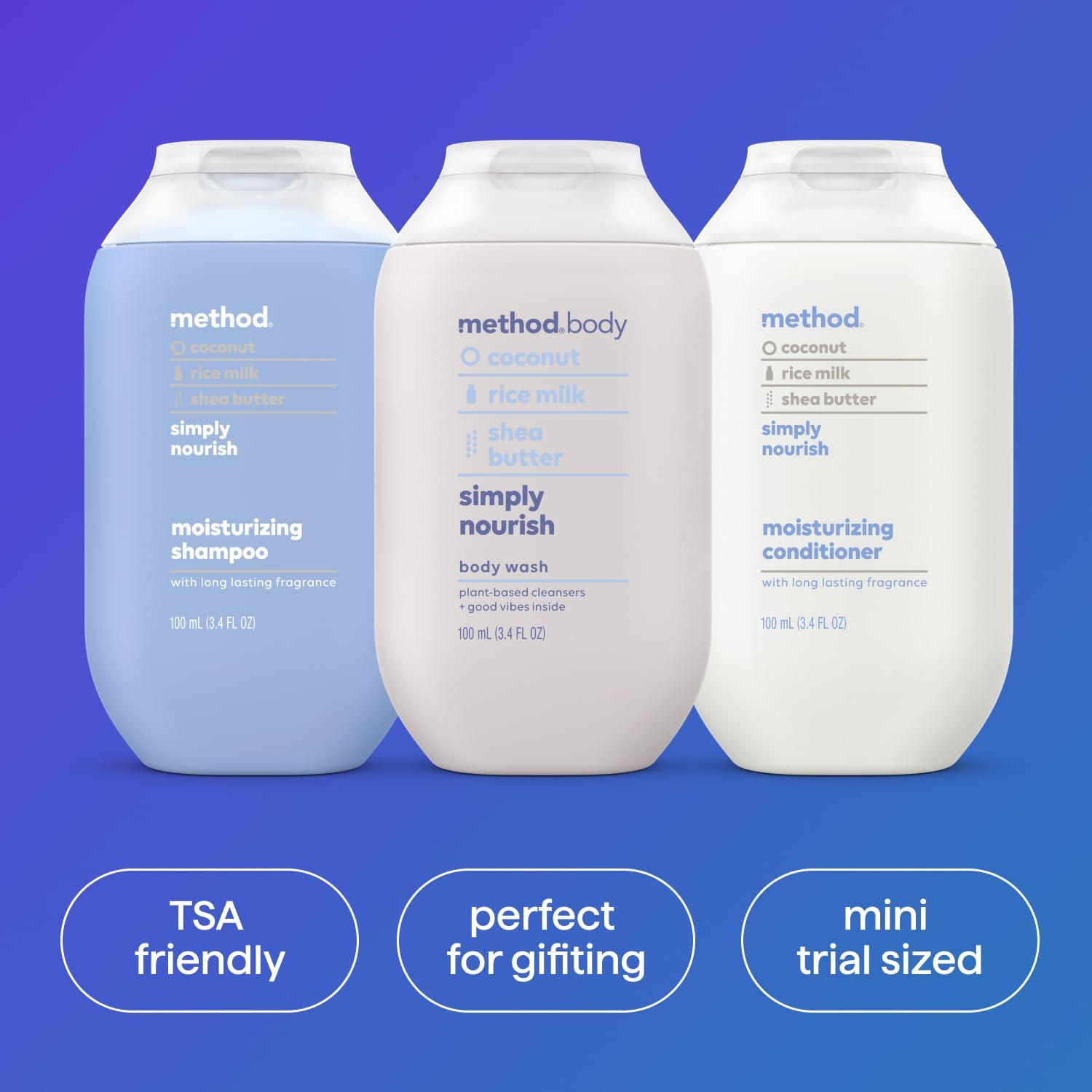 Method Body Wash and Hair Care Gift Set, Simply Nourish, 3.4 oz Travel Size Bottles - Image 5