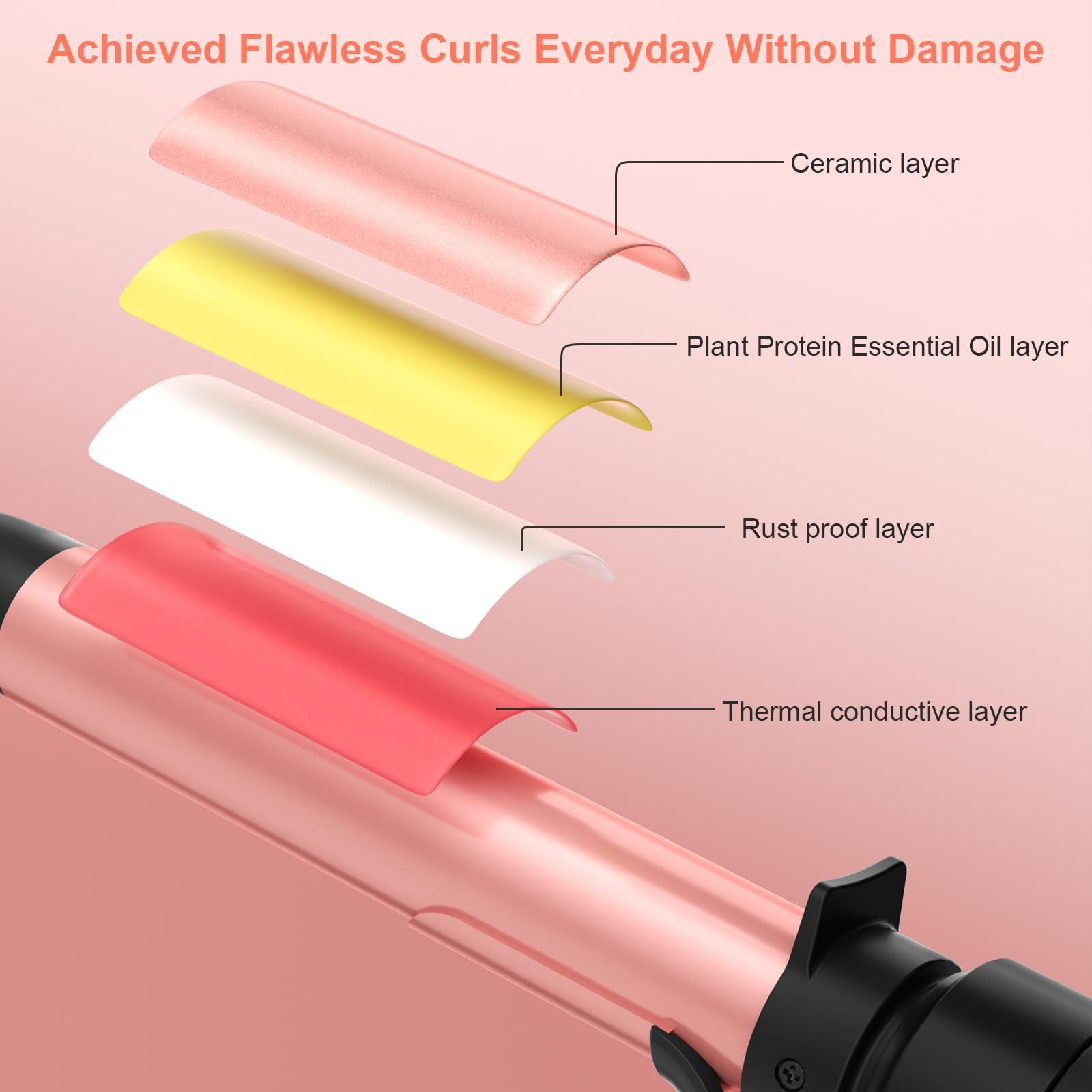 Automatic Rotating Curling Iron, 3 in 1 Thermal Brush Set 1-1 1/2 Inch, Auto Hair Curler with 3 Temps, 100 Million Ionic, Travel Dual Voltage Self Curling Wand for Beach Waves, Ceramic Coating - Image 8