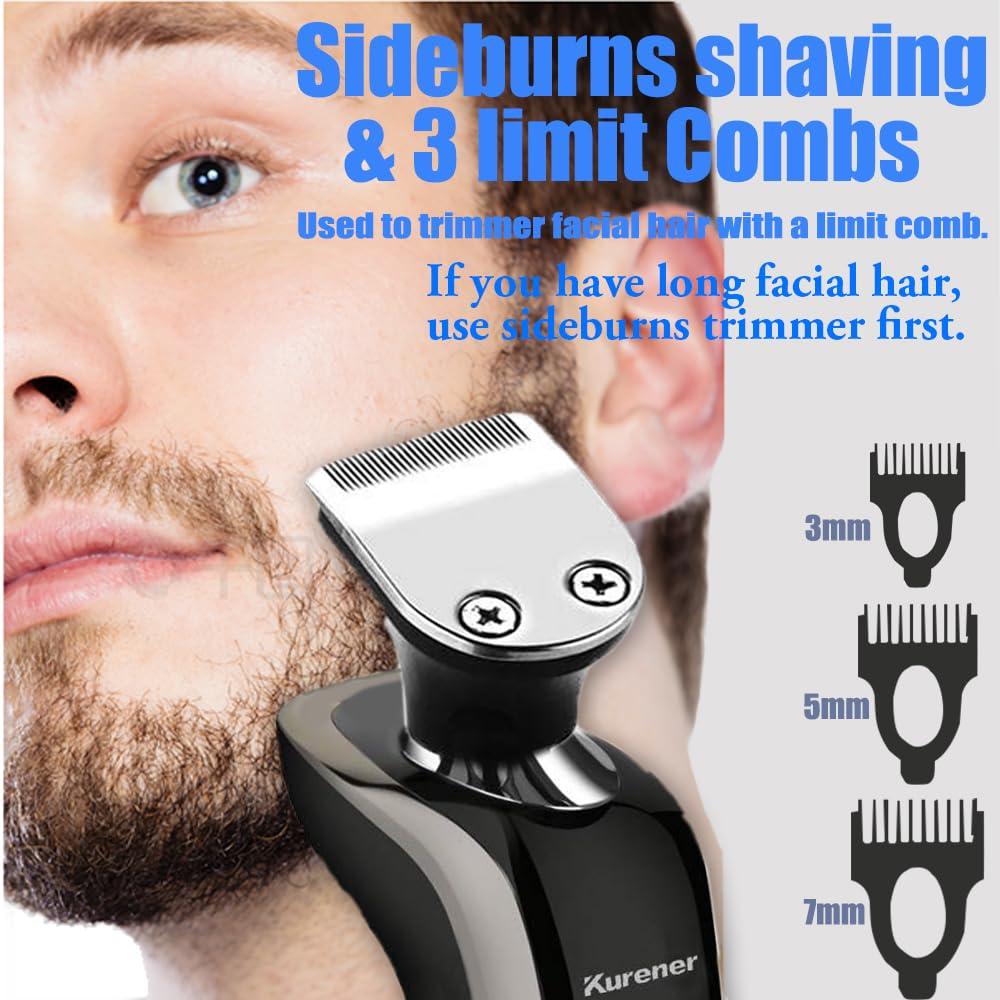 Kurener Electric Shaver Razor for Men Rechargeable 100% Waterproof Rotary for Shaving with Nose Trimmer Sideburns Trimmer Face Cleaning Brush - Image 3