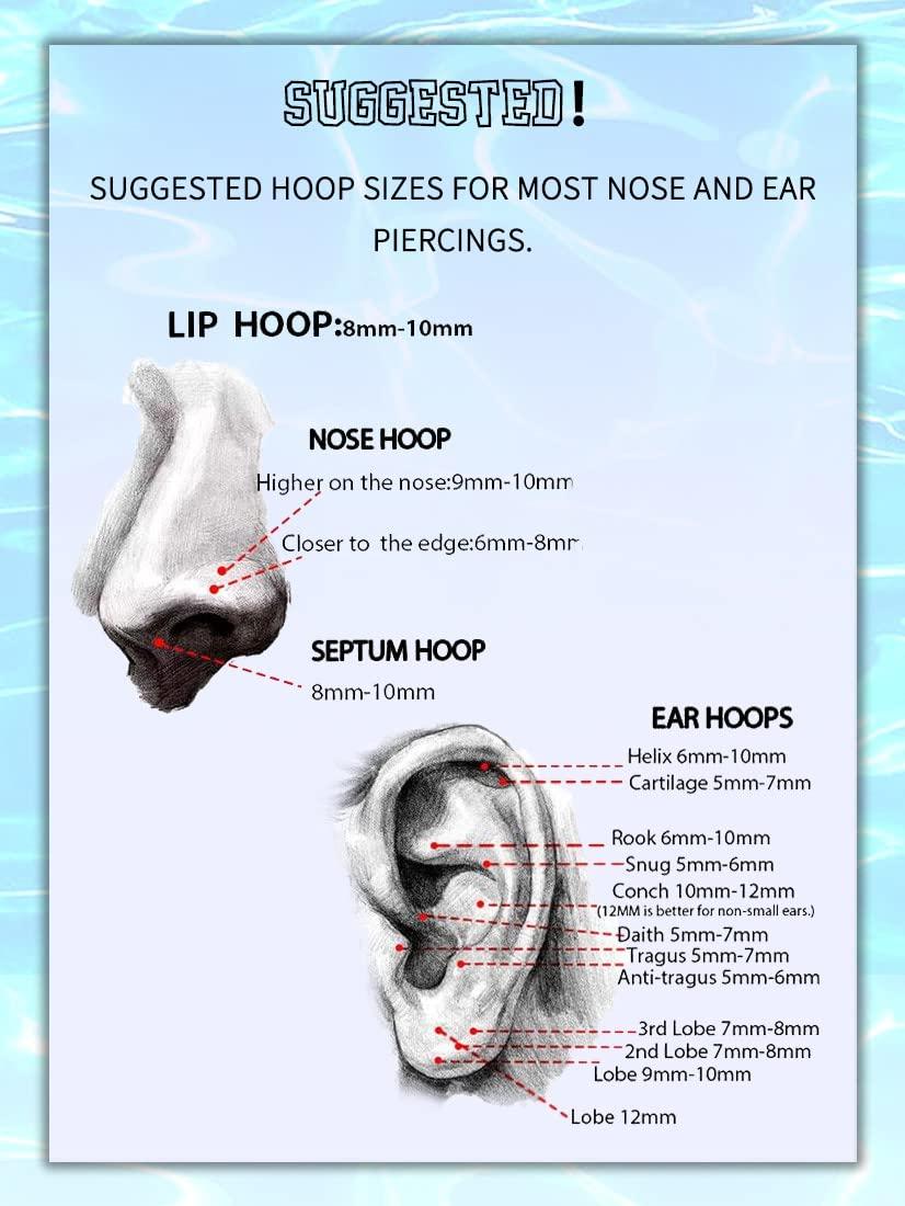 OUFER Nose Rings Surgical Steel Cartilage Earrings Tragus 316L Stainless Steel Helix Earrings Cartilage Earring 14G/16G/18G/20G Hinged Segment Rings Hoop - Image 9
