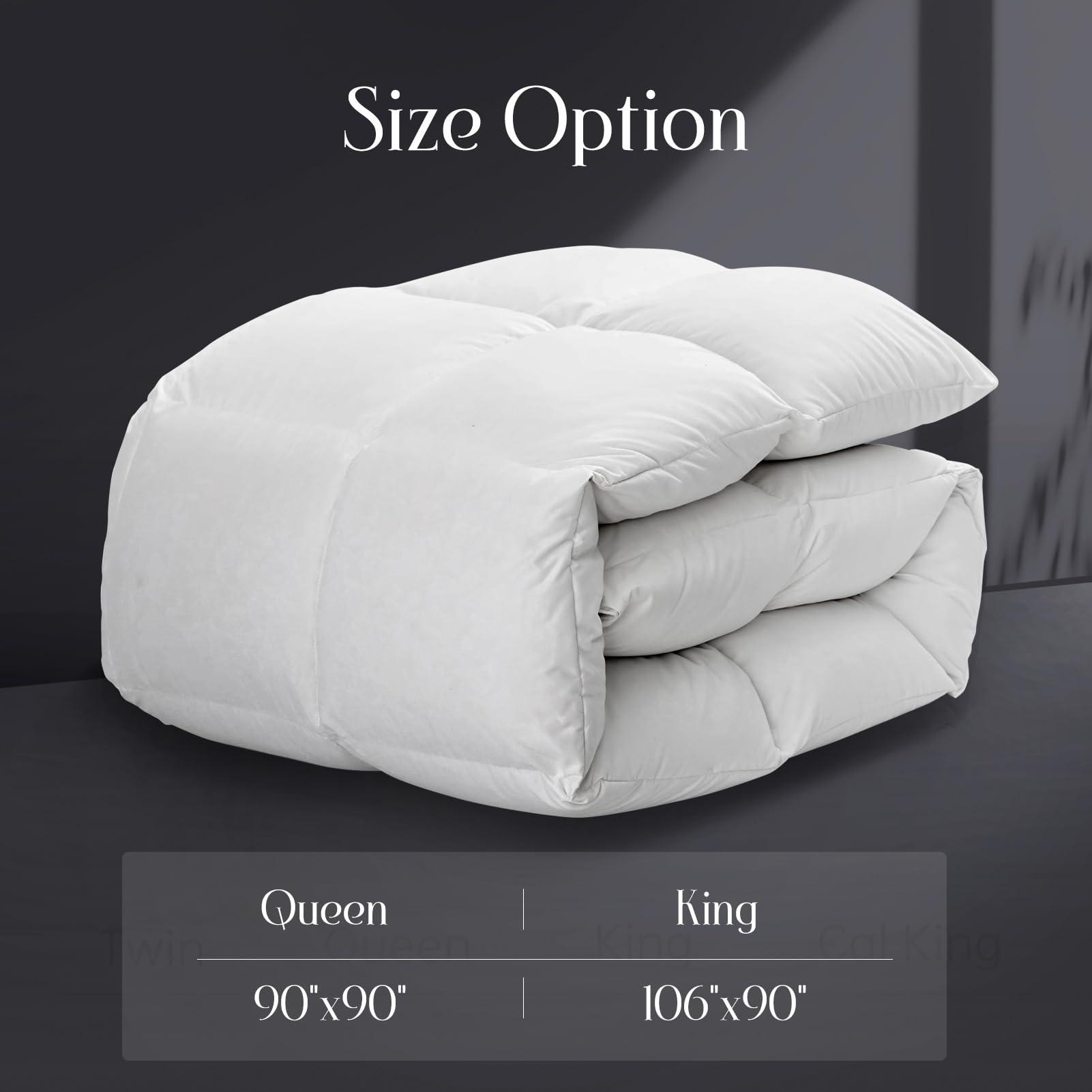 ROZIDC 850 Fill Power Hungarian Goose Feather Down Duvet King Size,Soft 100% Organic Cotton Fabric,Luxurious All Season Duvet Insert,Fluffy Medium Warmth Down Comforter,60 oz(White,106x90 Inches) - Image 7