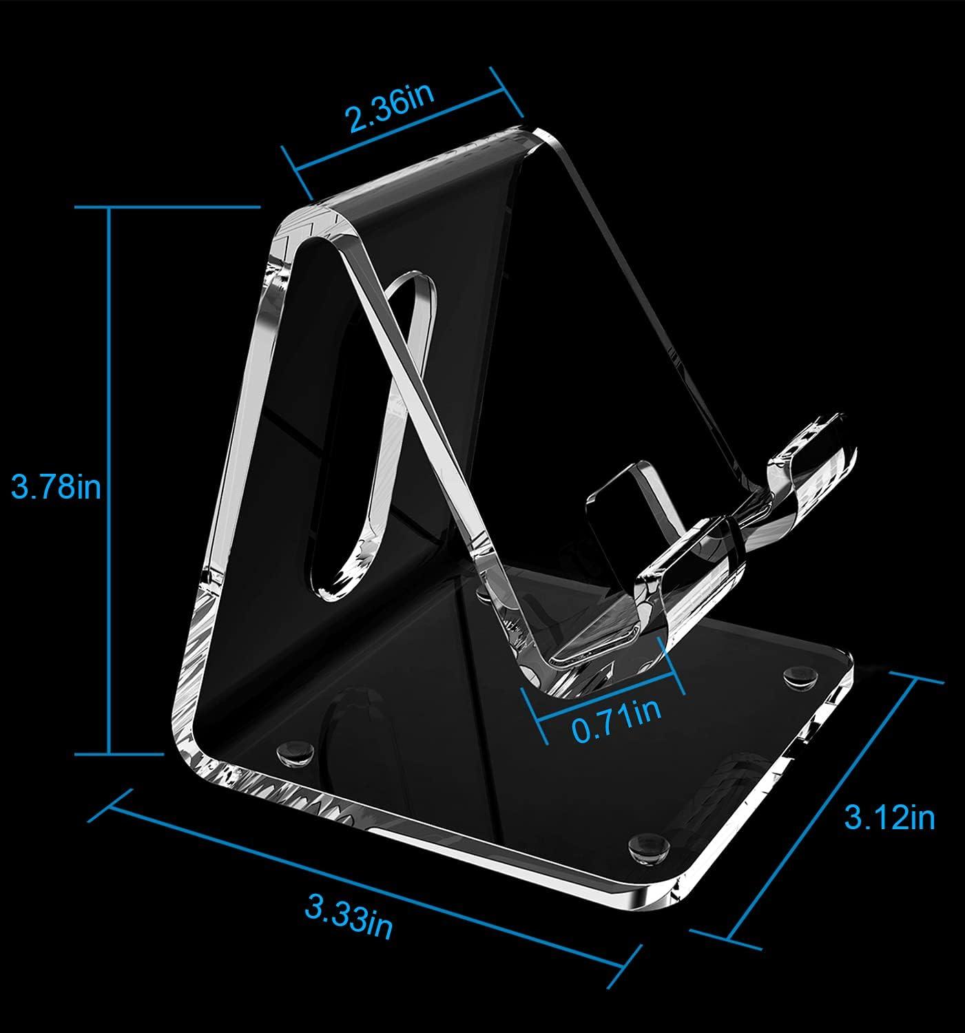 Crpich Acrylic Cell Phone Stand, Portable Phone Holder, Clear Phone Stand for Desk, Compatible with Phone16 15 14 13 12 Pro Max 11 Xr Plus SE, Switch, Android Smartphone, Pad, Desk Accessories, 2 Pack - Image 4