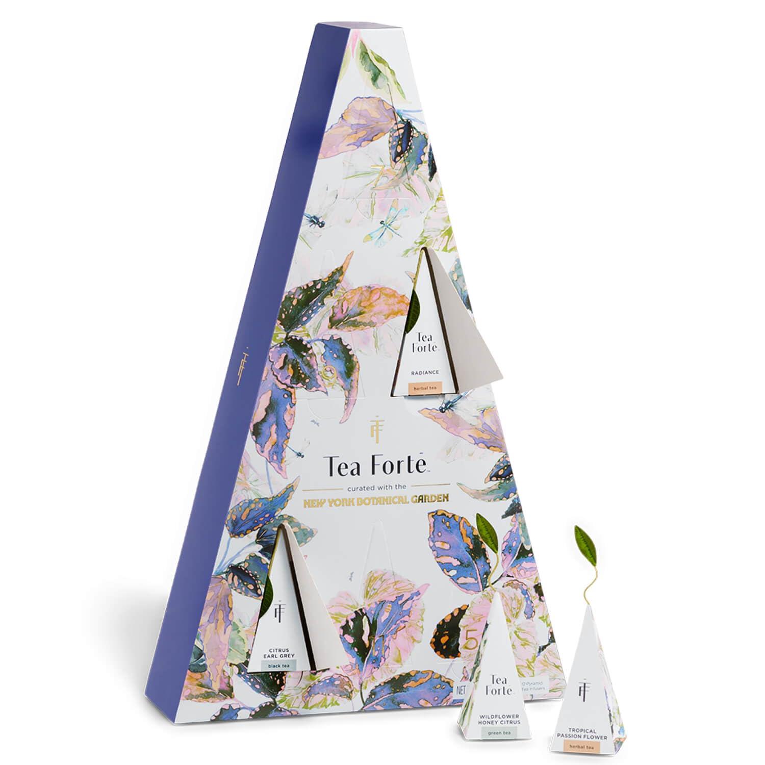 Tea Forte Demoiselle Premium Pyramid Tea Gift Set Sampler with Numbered Doors, 12 Count, 1 of each Variety Individually Wrapped Handcrafted Pyramid Infuser Tea Bags - Image 1