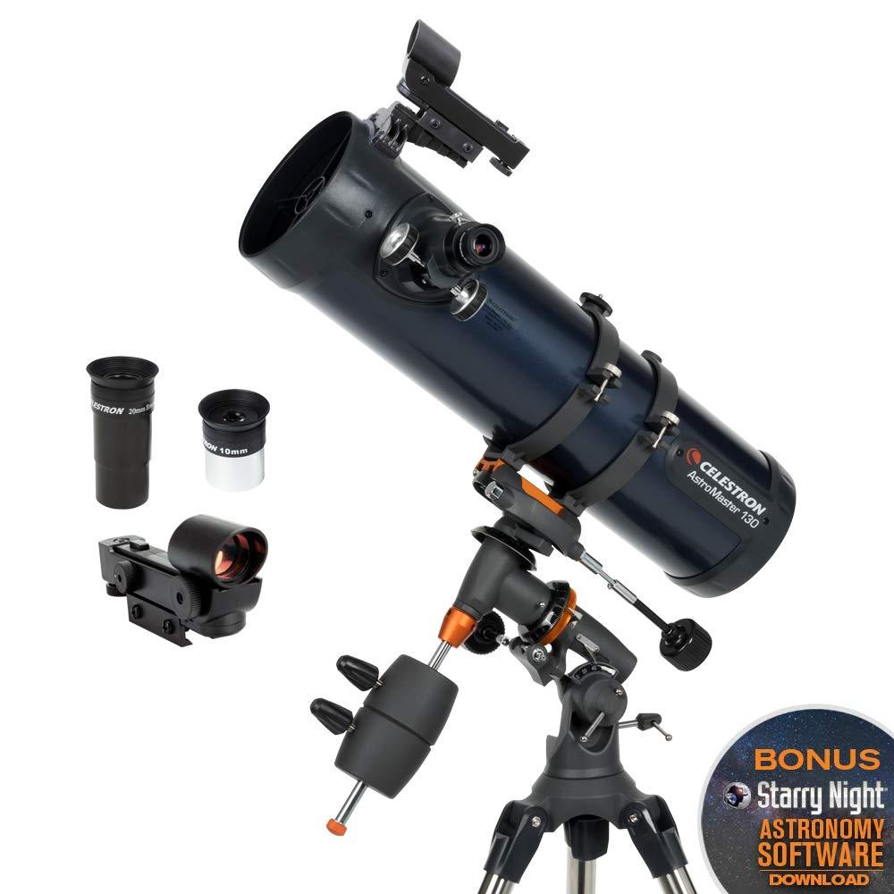 Celestron – AstroMaster 130EQ Newtonian Telescope – Manual Reflector for Beginners – Aluminized Mirror – Adjustable-Height Tripod – Includes Accessories Plus Astronomy Software Package - Image 2