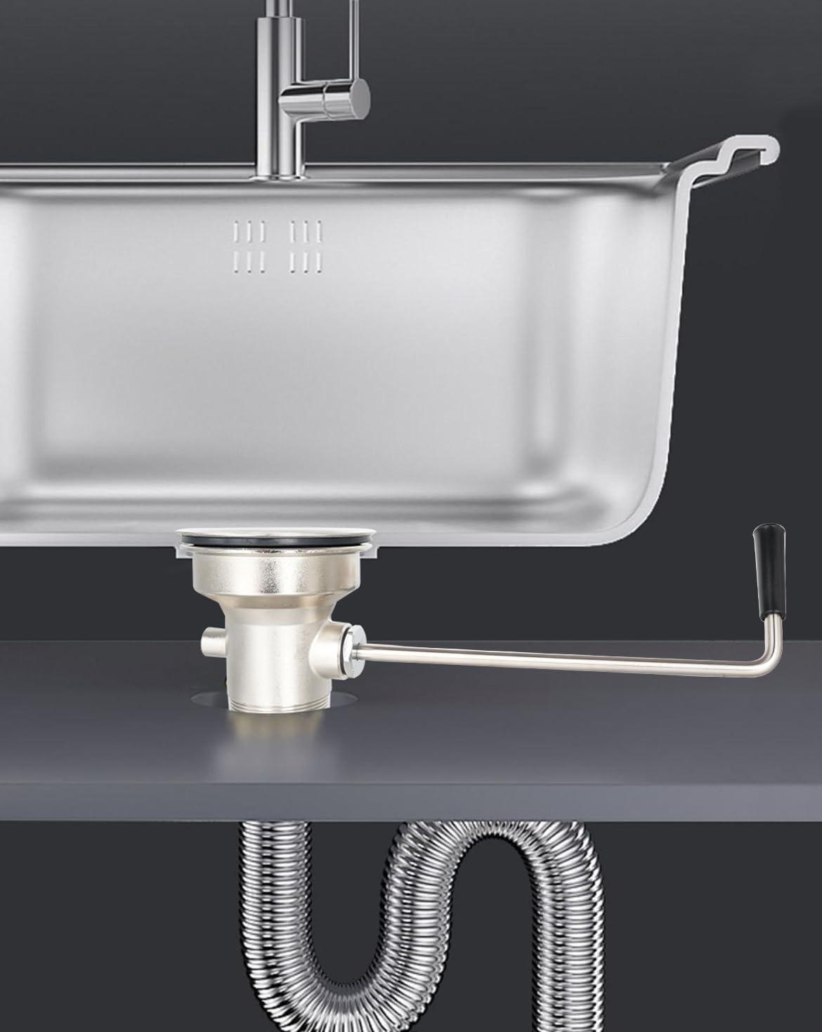 Phivan 3-1/2 Inch Commercial Sink Drain with Twist Handle Kitchen Sink Opening Waste Drain Valve Stopper Prevents Sink Clogged Overflow for 1/2/3 Compartment Sink Style Drains - Image 6