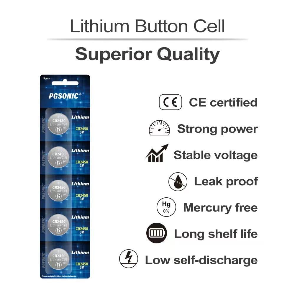 PGSONIC 20 Pack CR2450 3V Lithium Coin Battery - Image 2