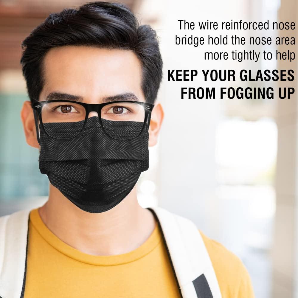 100 Pack Disposable Face Masks, 3 Layer Filter Protection Black Disposable Face Masks - Image 5