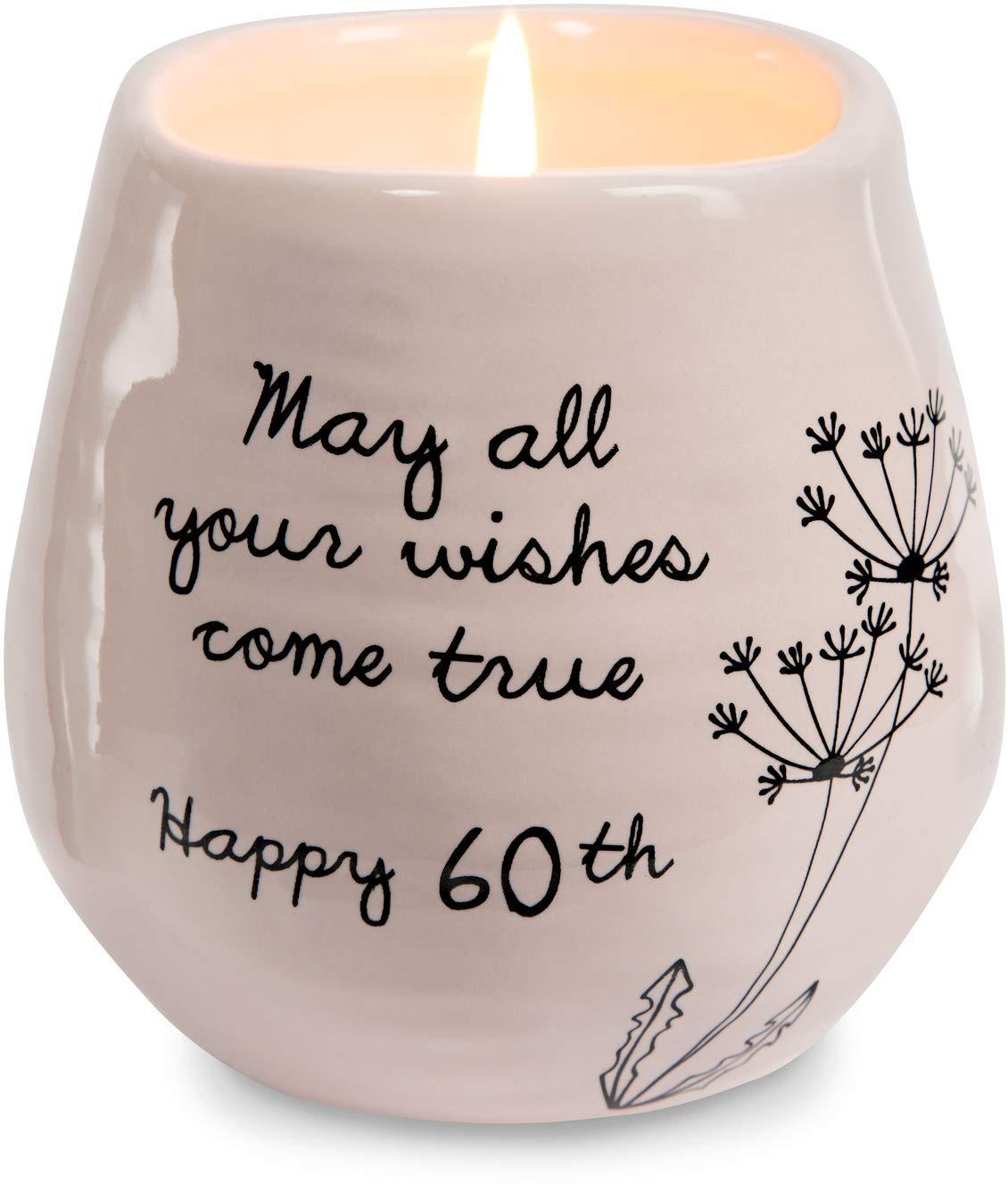 Pavilion - 8 Oz Candle Holder - Pink Ceramic Candle Jar with 100% Soy Wax Candle Serenity Scent "May all your wishes come true Happy 60th" Ideal Gift for Loved Ones - Printed Text, Love Theme & Oval - Image 4