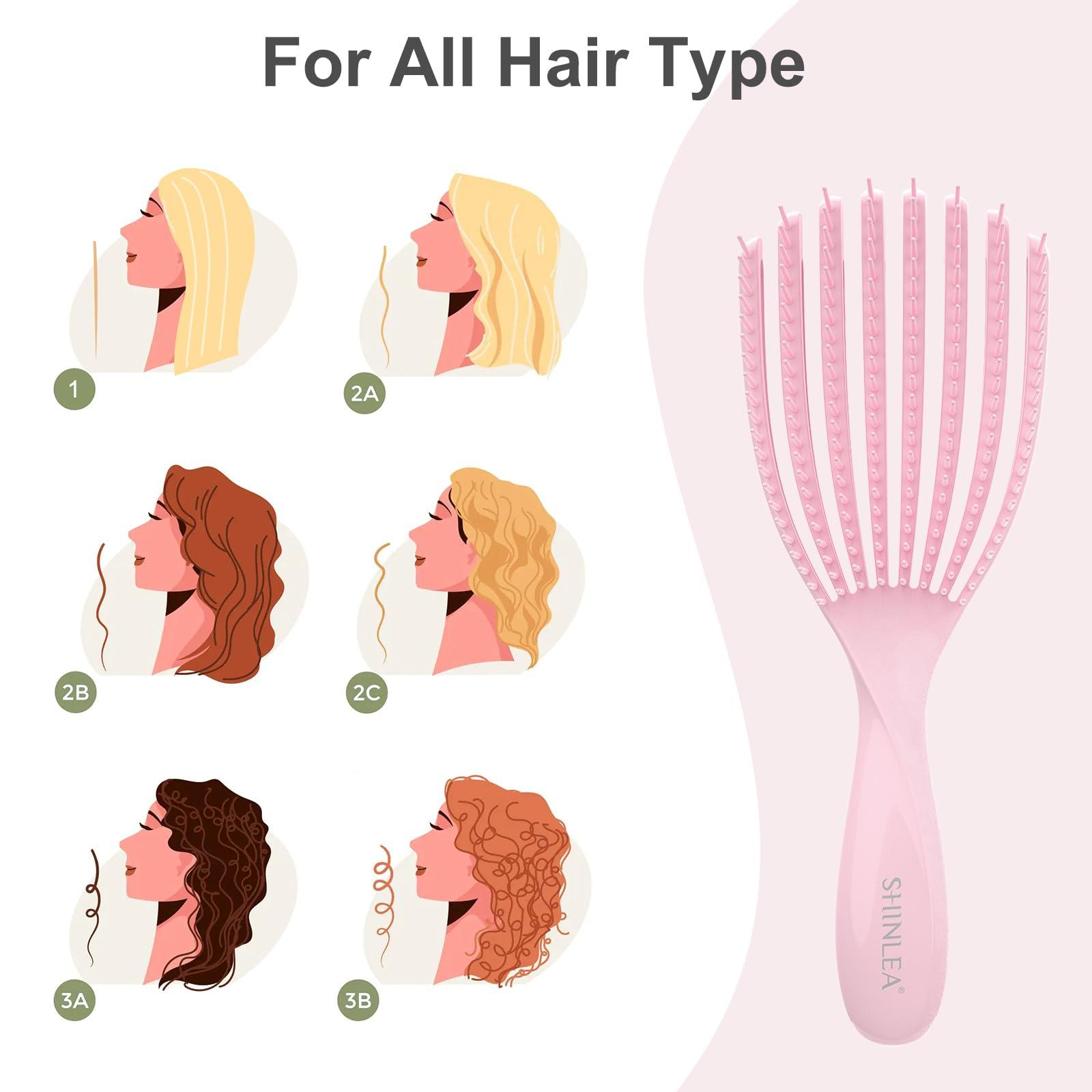 SHINLEA Detangler Brush for Curly Hair, Hairbrush for Wet Dry Thick Thin, Easily Comb Through Curl Hair and Reduces Breakage, Curly Brush for Women Men Kid (Pink) - Image 2