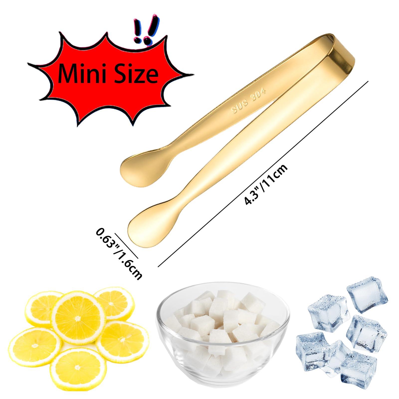8PCS Gold Mini Metal Tongs, 4.3" Stainless Steel Tiny Tong, Small Kitchen Accessories for Serving Food, Ice, Sugar Cube, Salad, Toaster, Desserts - Image 3