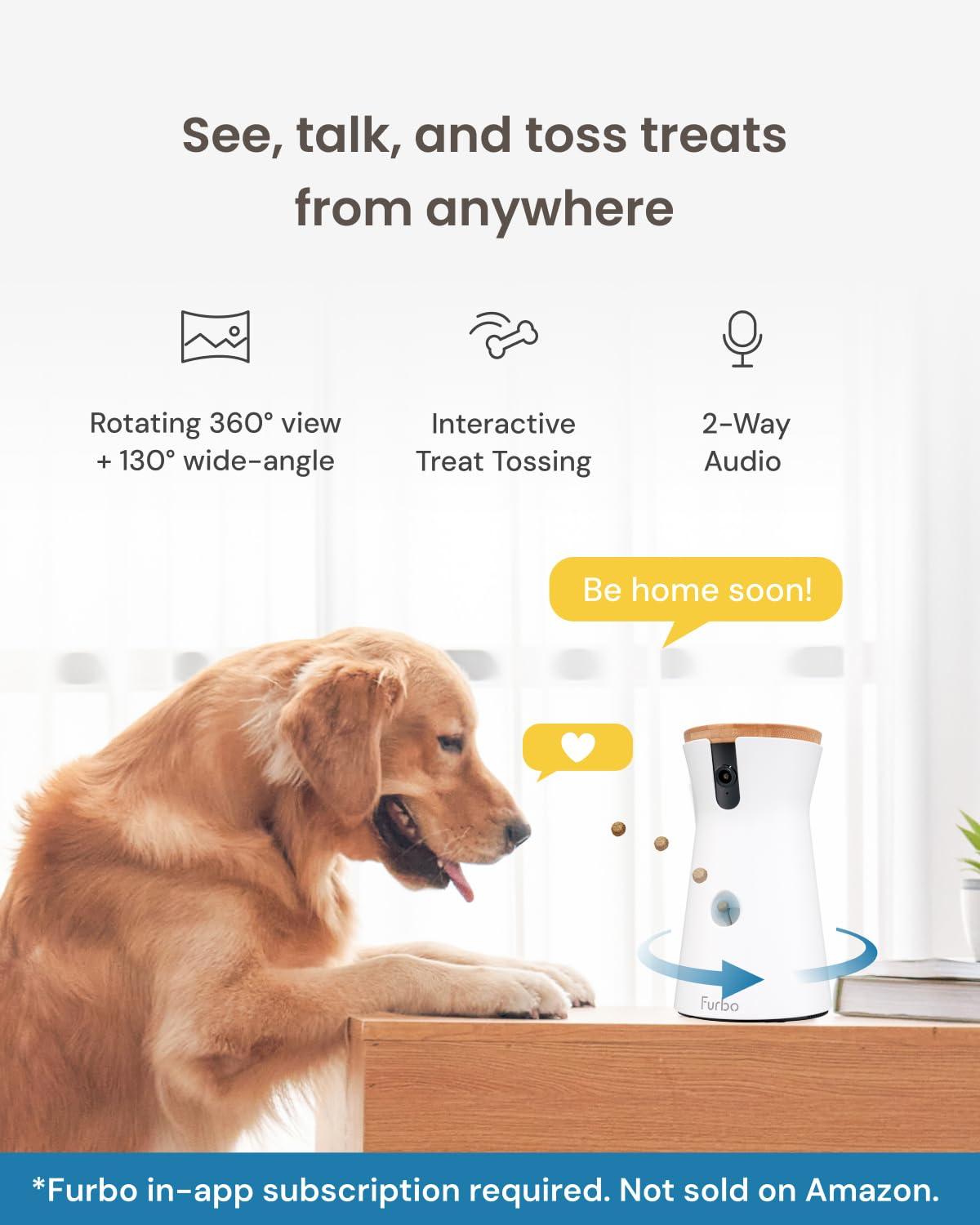 Furbo 360° Dog Camera - Unlock with Paid Plan: Home Security & Dog Safety Alerts, Rotating Pet Treat Dispenser w/ 2-Way Speaker, Smart Indoor Cam w/Phone App (3mo Minimum Subscription Required) - Image 2