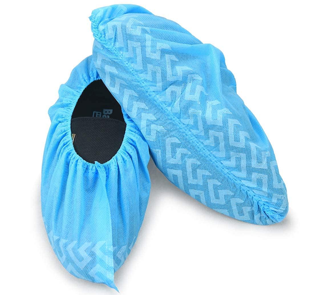 Disposable Boot & Shoe Covers 100 Pairs (200 Pack) Non Slip Durable Fits Virtually Most Shoes (Blue, Large)