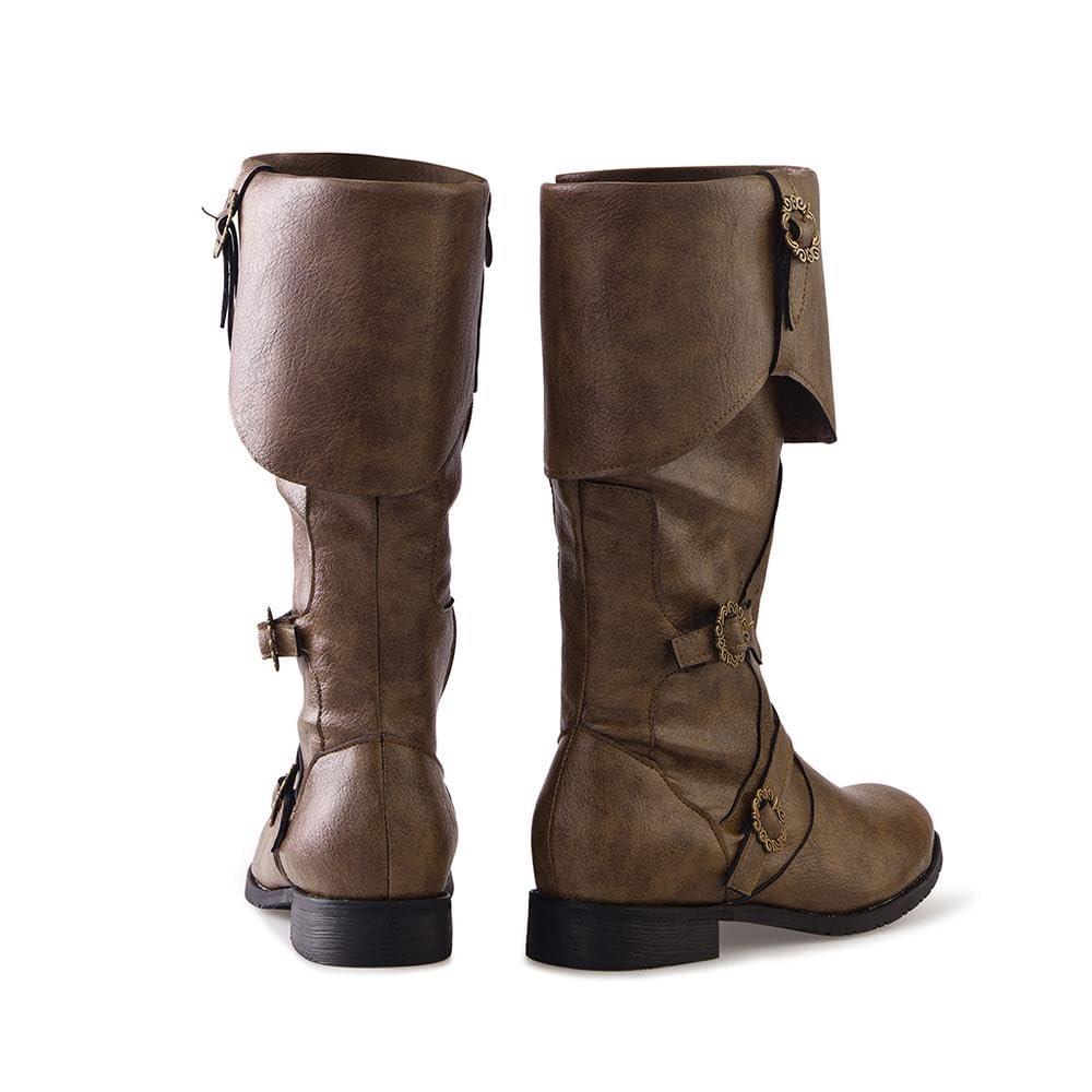 DUNHAO COS Men's Faux Leather Medieval Boots Viking Pirate Costume Boots Renaissance Faire Cosplay Shoes - Image 5