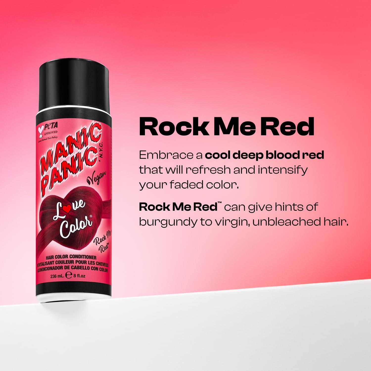 MANIC PANIC Love Colors Rock Me Red - Color Depositing Conditioner for Vibrant, Deep Blood Red Hair - Hydration, Vegan, Ammonia and Gluten-Free (8oz) - Image 2
