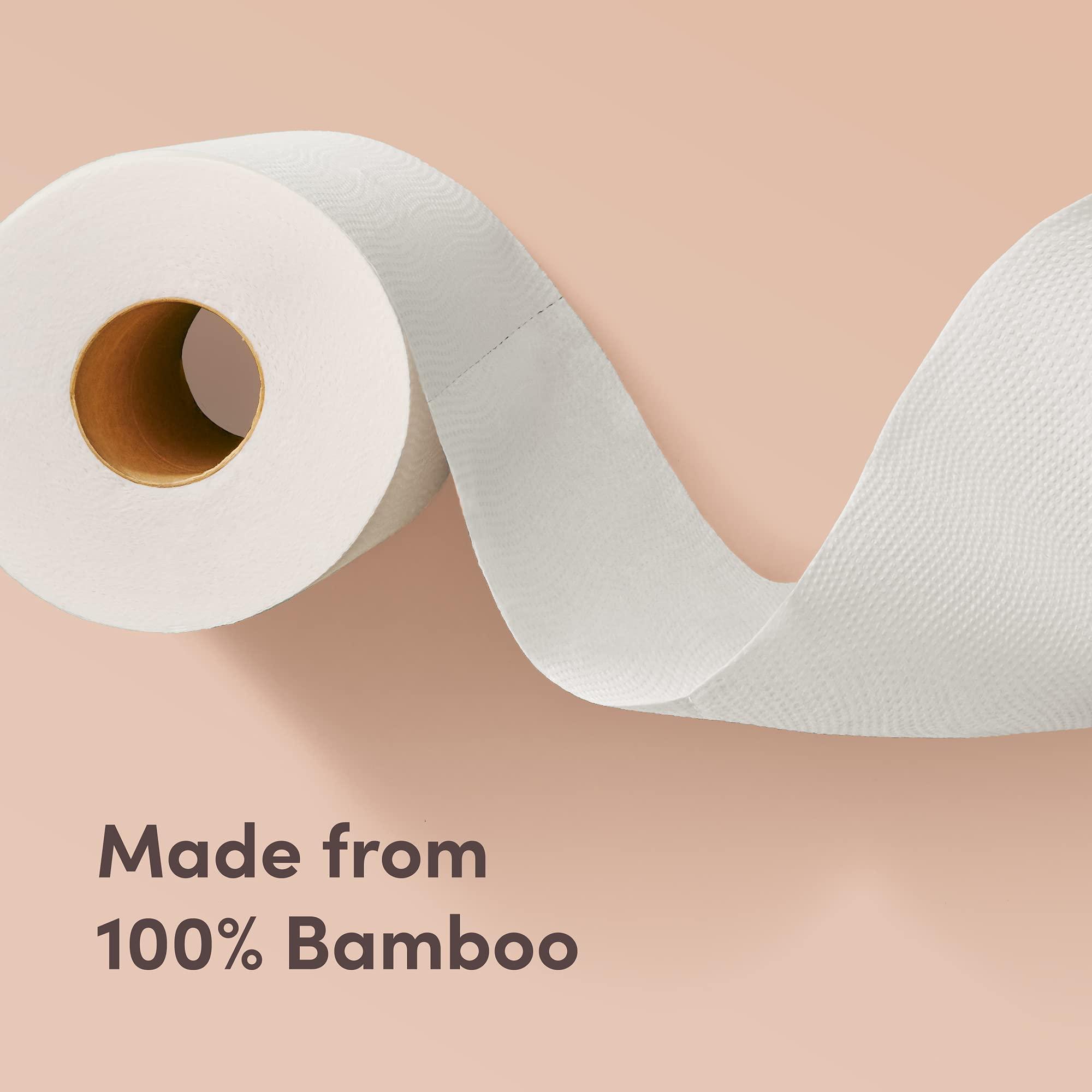 Amazon Aware 100% Bamboo 3-Ply Toilet Paper, Unscented, 24 Rolls, FSC Certified, 350 Sheets, 8400 Count, Pack of 24, Plastic-Free - Image 2