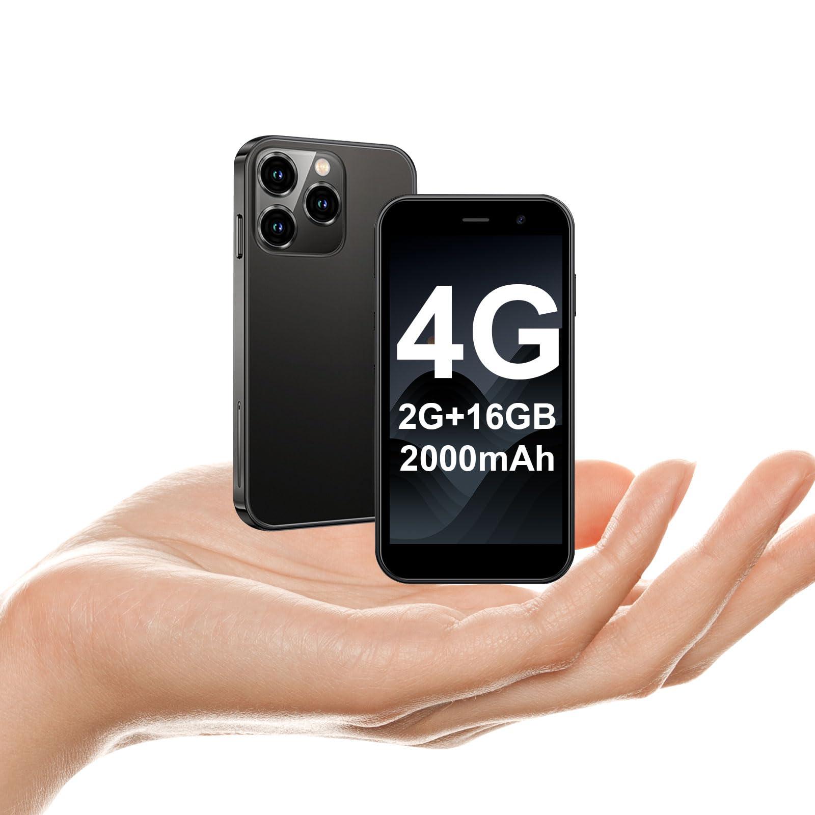 soyes Mini Phone 4G Unlocked World's Smallest Mini Smartphone 3.0'' Touch Screen Compact Mobile Phone for Kids & Students 2000mAh Battery Cell Phone with Dual SIM Quad Core Face ID GPS 2GB+16GB Black