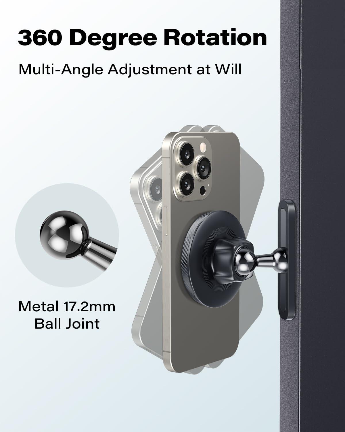 APPS2Car Magnetic Phone Holder for Gym, Alloy Base & Ball Joint, Attach to Metal Surfaces, Dual Magnetic Phone Mount for MagSafe iPhone 12-16 Series - Image 4