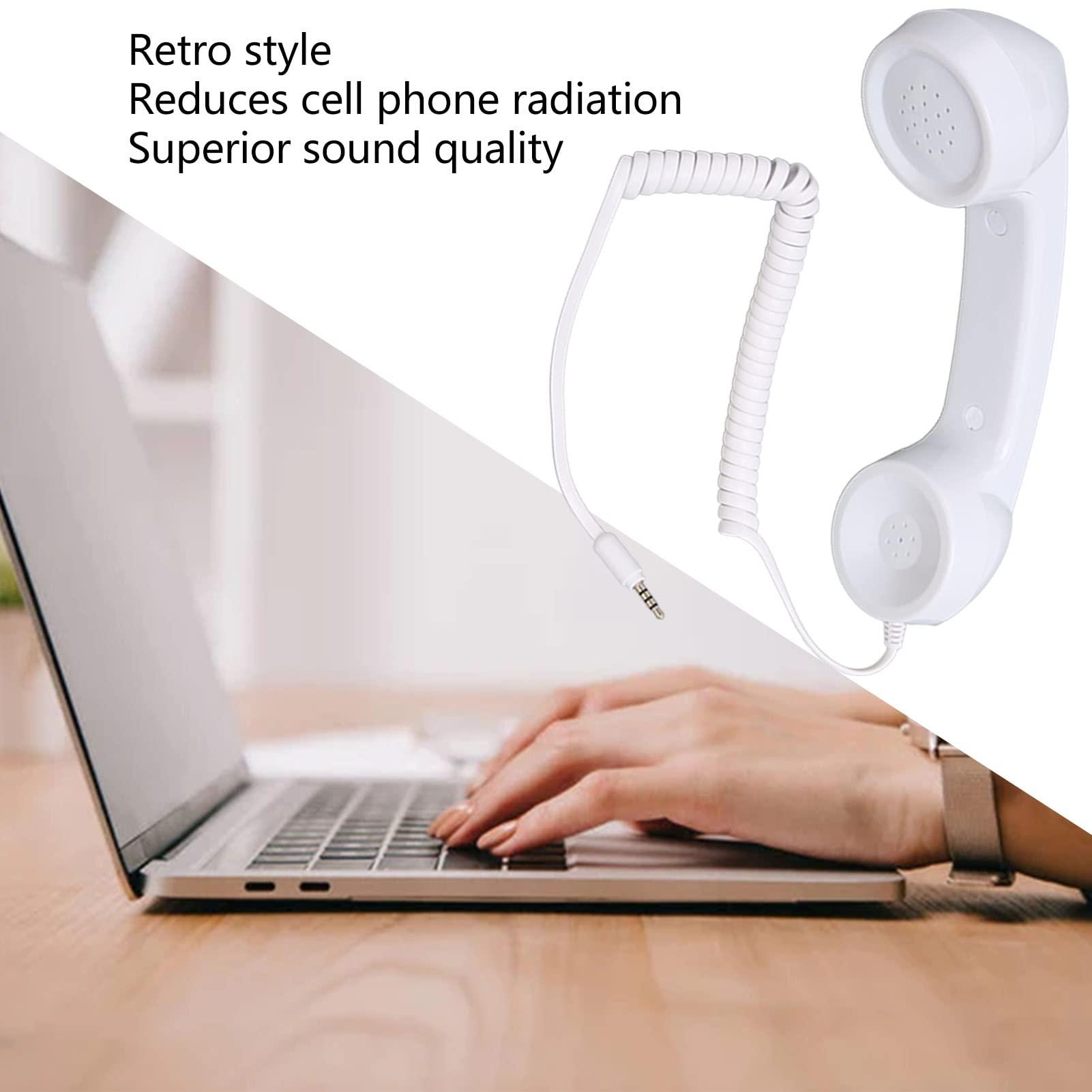 Retro 3.5mm Telephone Handset, Cell Phone Handset , Microphone Handset for Mobile Phone, Cell Phone Receiver Mini Handheld Receiver Cell Phone for Mobile Phones Computers (White) - Image 4