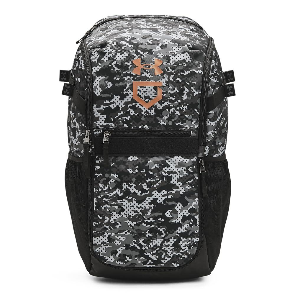 Under Armour Unisex-Adult Utility Baseball Backpack Print, (002) Black / / Metallic Gold, One Size Fits All
