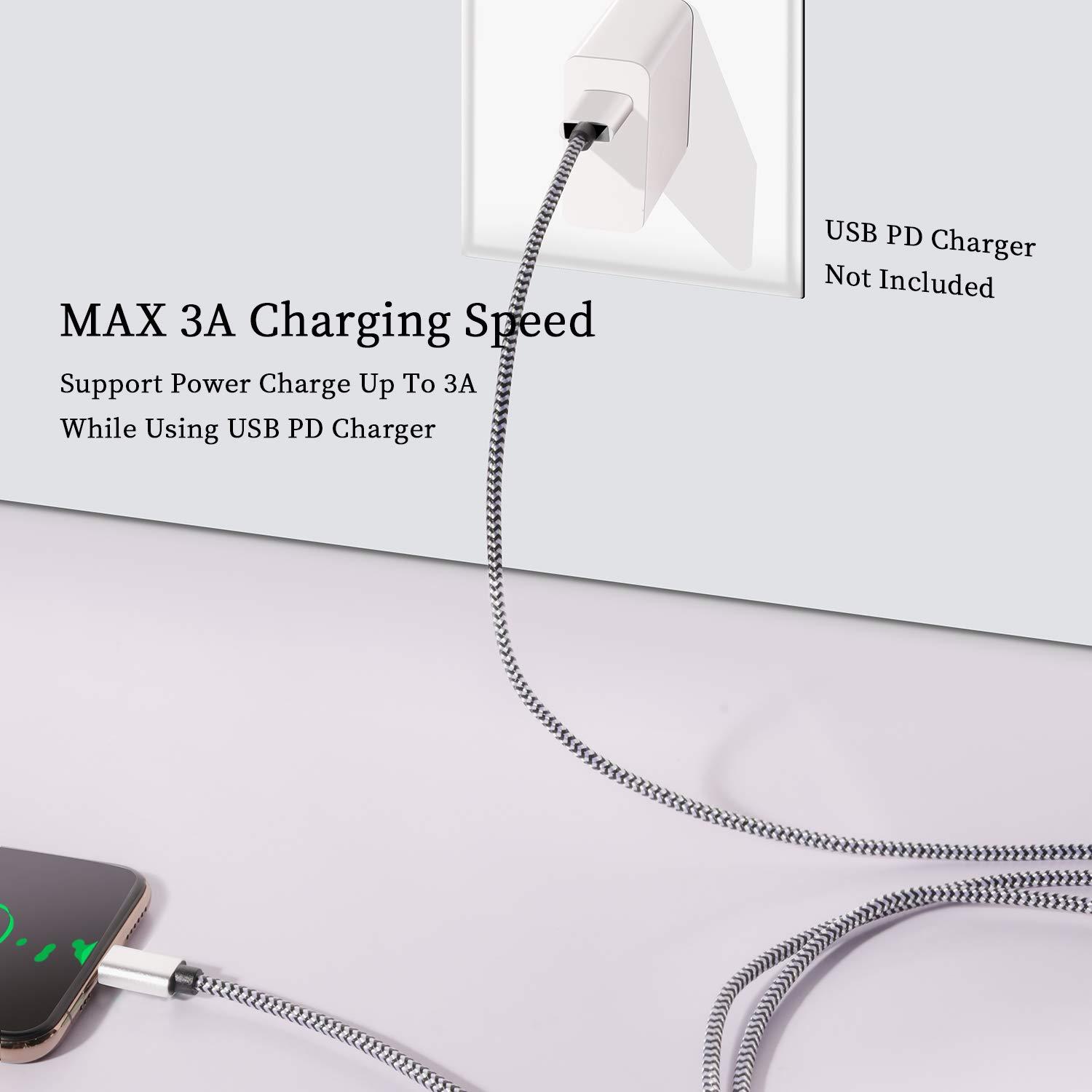 QQLIKE USB Type c Cable, 5 Pack (6FT) Nylon Braided USB C Cables 3A Fast Charging Charger for Samsung Galaxy S9/S8 Note8/9 20 10 S21 S20 S10 Plus C Cord - Image 3