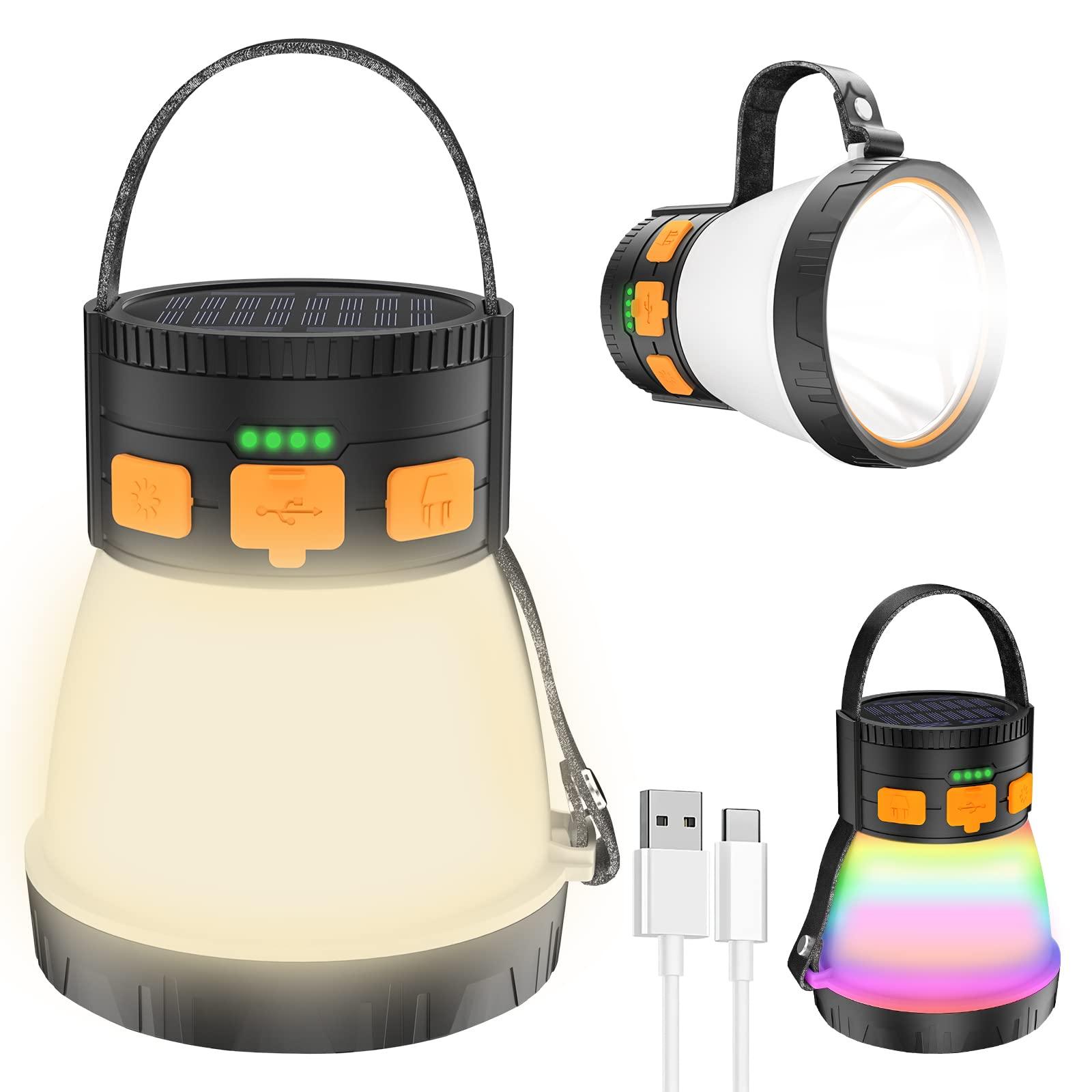 LED Camping Lantern, 1500 Lumens Camping Lantern Rechargeable with Solar Panel Charging, Waterproof, 8 Light Modes, 7500mAh Power Bank, Camping Flashlight for Hurricane Emergency, Hiking, Outdoor - Image 2