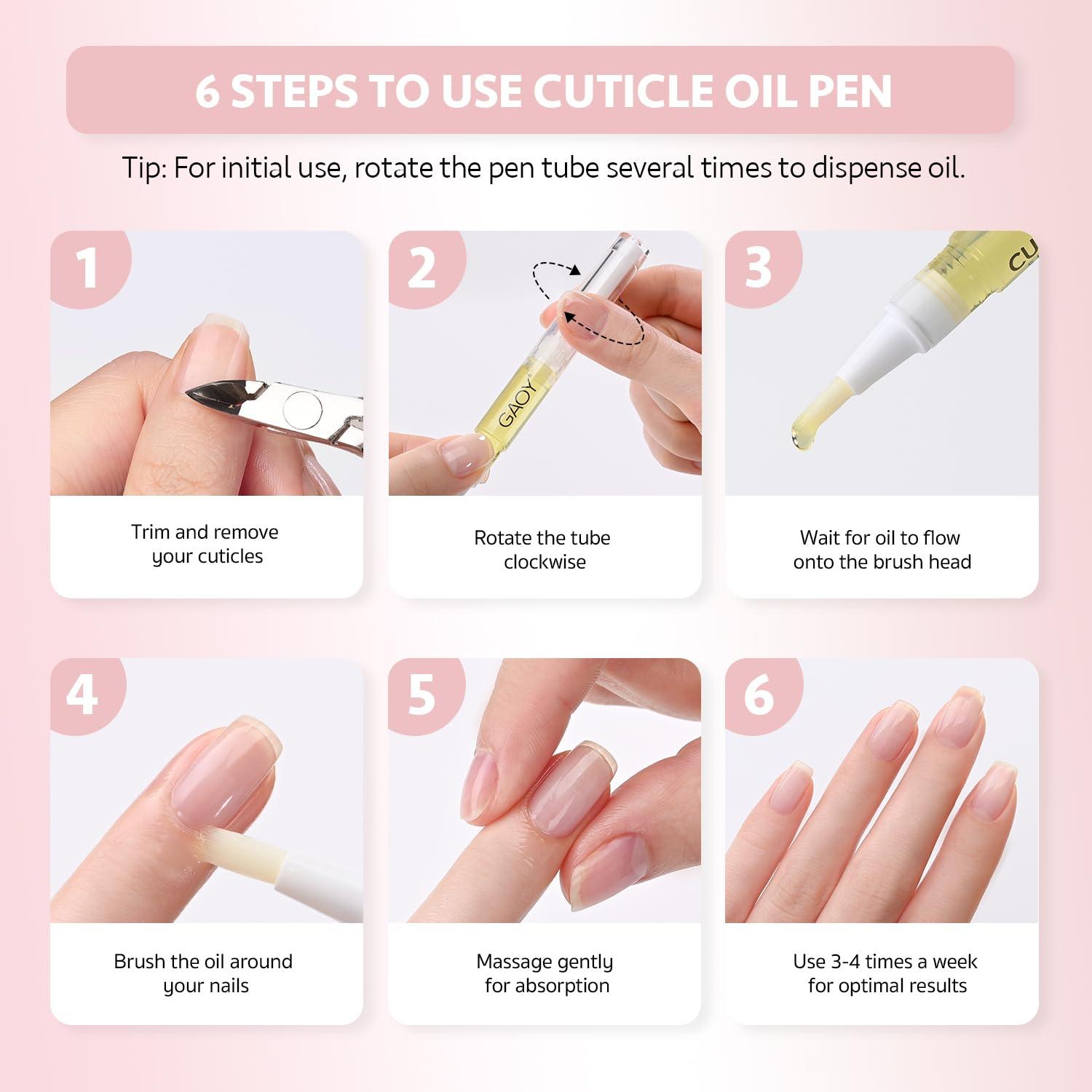 GAOY Cuticle Oil Pen Set, 6Pcs Manicure & Pedicure Accessories with Vitamin E for Nourished and Revitalized Nails, Professional Nail Growth Treatment & Repair Kit - Image 6