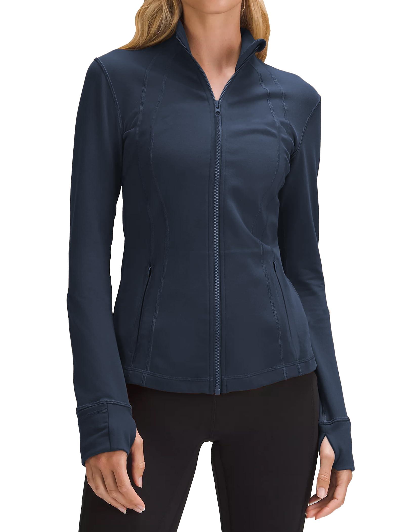 PINSPARK Women's Running Jacket Athletic Full Zip Lightweight Track Jackets Slim Fit Yoga Workout Tops