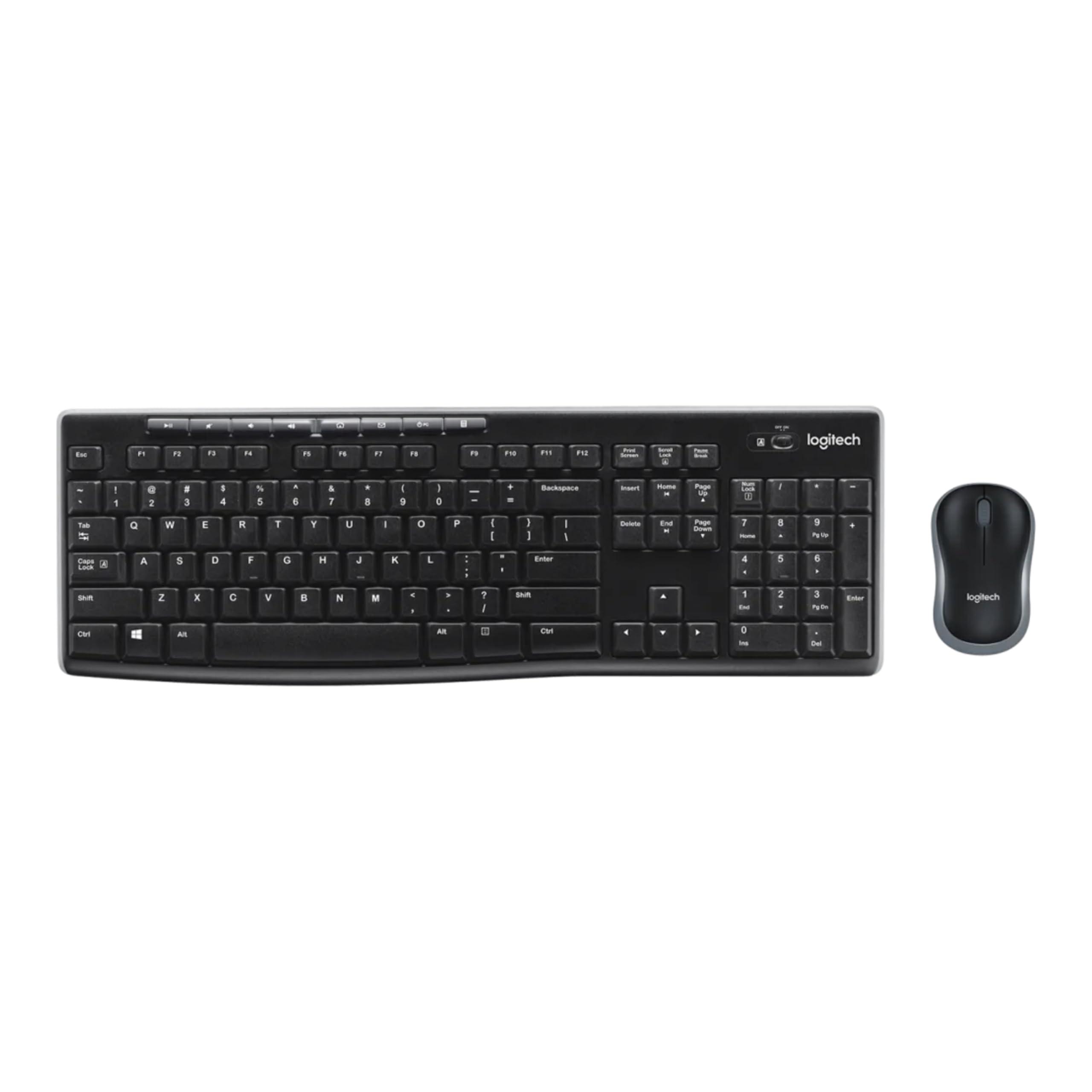 Logitech MK270 Wireless Keyboard and Mouse Combo for Windows, 2.4 GHz, 8 Multimedia Keys, PC, Laptop, Wireless Keyboard Compact Mouse Combo - Black