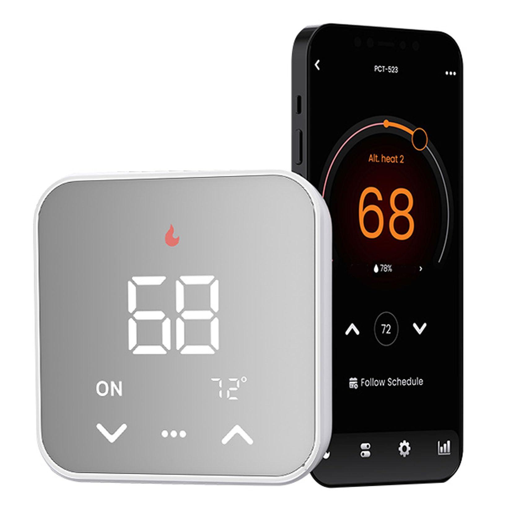 Smart Thermostat for House, WiFi Programmable Thermostat Compatible with Alexa and Google Assistant, Remote Control Tuya/Smart Life, C-Wire Required, Energy Saving
