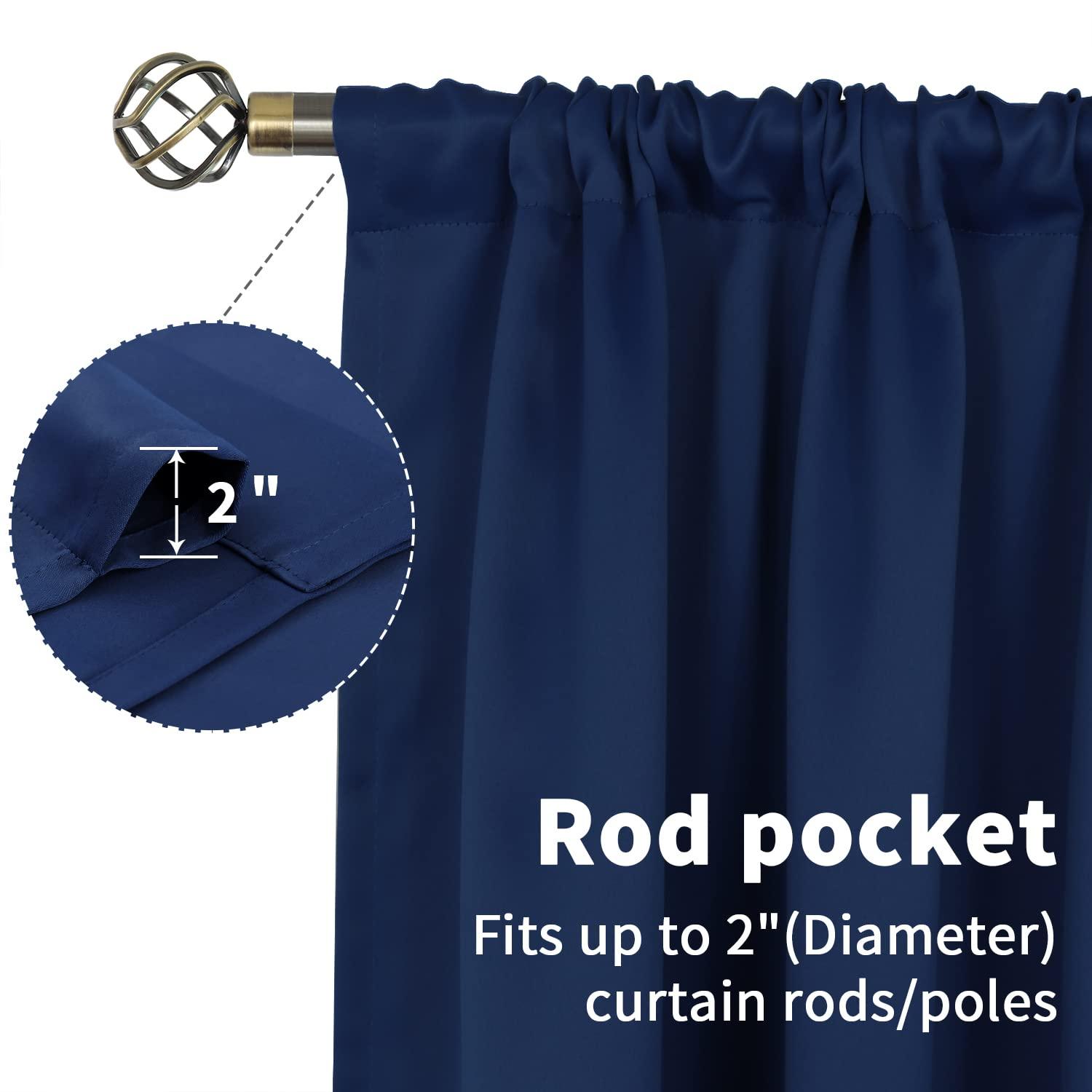 BGment Blackout Curtains for Bedroom 45 Inch Length - Room Darkening Drapes Thermal Insulated with Rod Pocket for Short Living Room Kitchen Bathroom Window, 42 x 45 Inch, 2 Panels, Navy Blue - Image 6