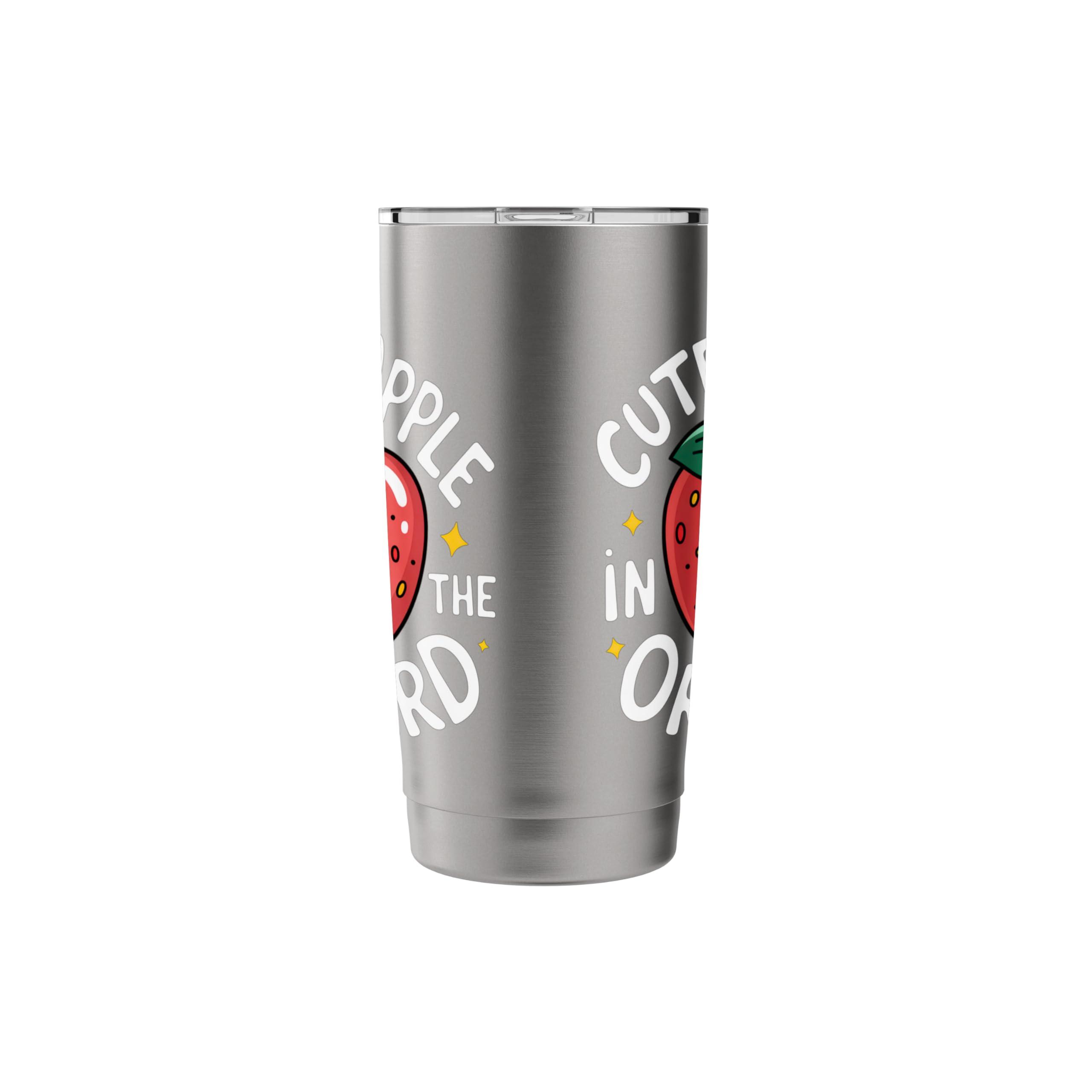 Cutest Apple In The Orchard Adorable Face Fun Joy Smiles Stainless Steel Insulated Tumbler - Image 5