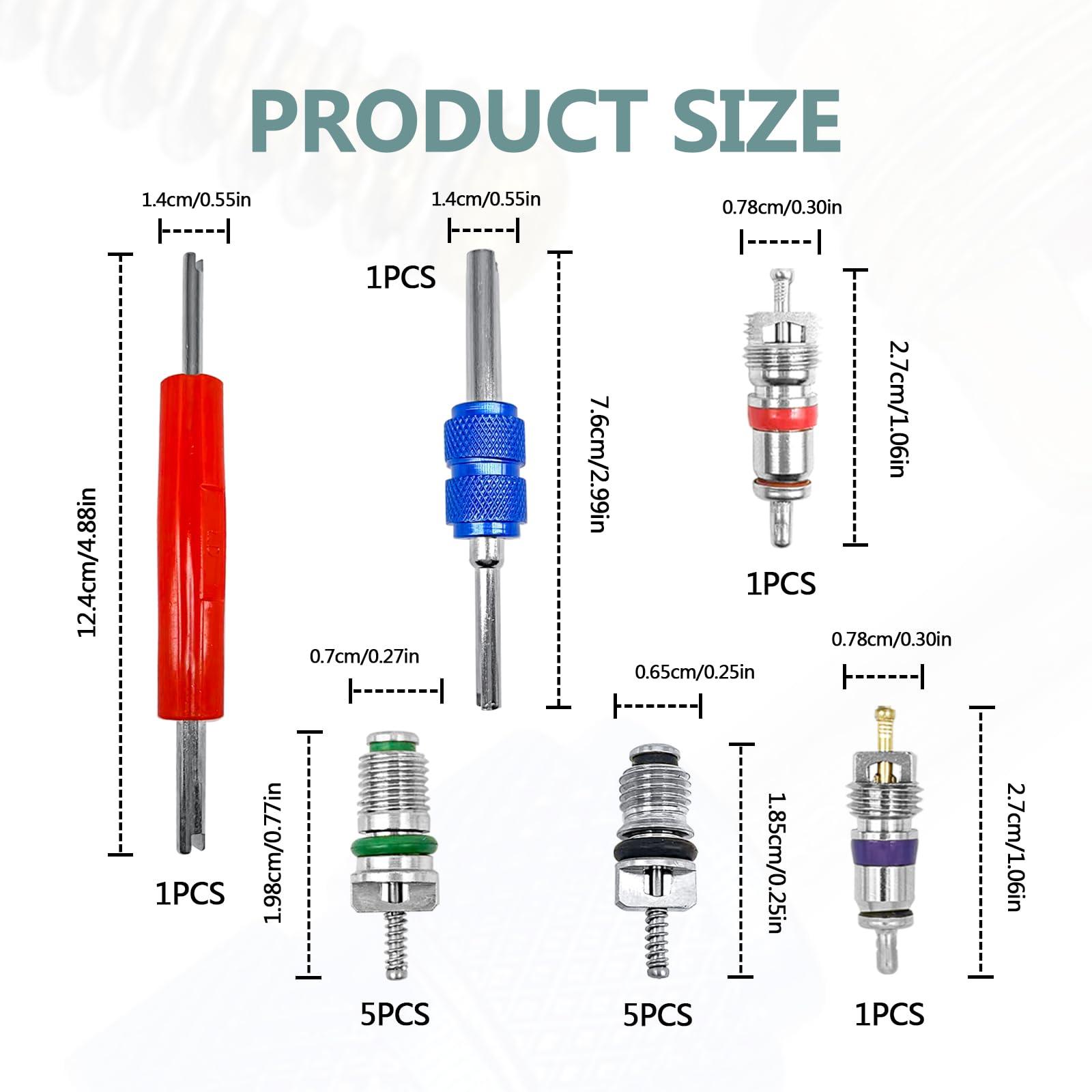 102Pcs Air Conditioning Valve Core - Valve Cores Accessories A/C R12 R134a Accessories Kit, Automotive Air Conditioning Refrigeration Tire Valve Stem Cores Repair Tool Assortment Kit - Image 2