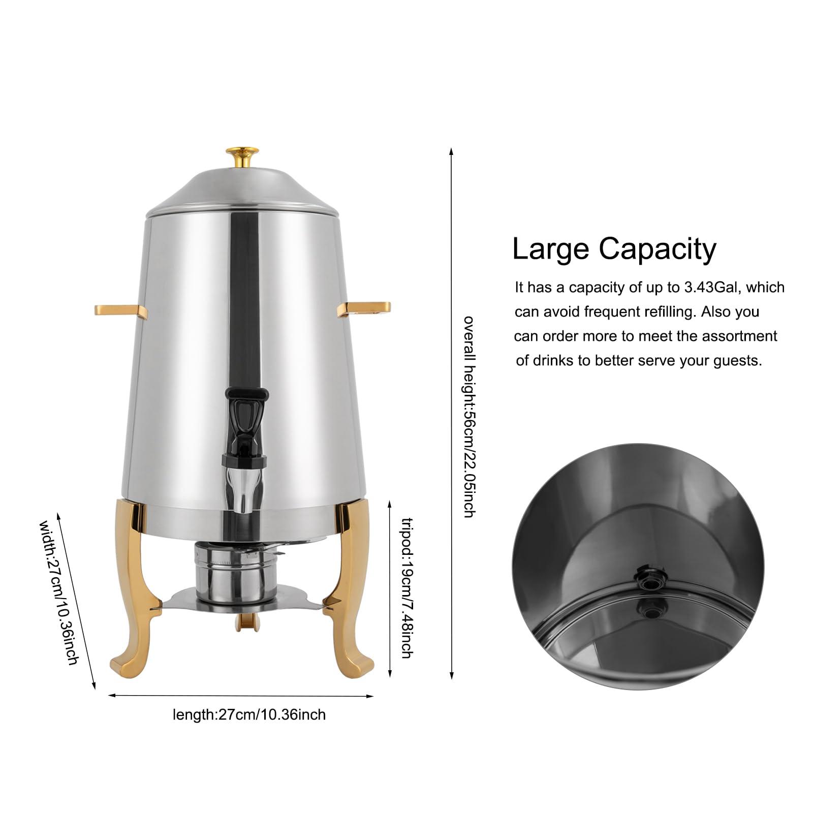 YIYIBYUS 3.5 Gallon Hot Beverage Dispenser, Stainless Steel Coffee Urn Chafer, Hot Drinks Dispenser for Milk Coffee Tea Water Juice - Parties Event Buffet Catering - Image 2