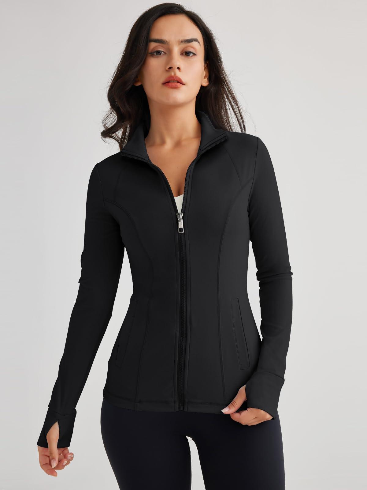 Trendy Queen Womens Lightweight Zip Up Jackets Mock Turtleneck Fall Hoodies Fitted 2025 Athletic Workout Clothes with Pockets - Image 2