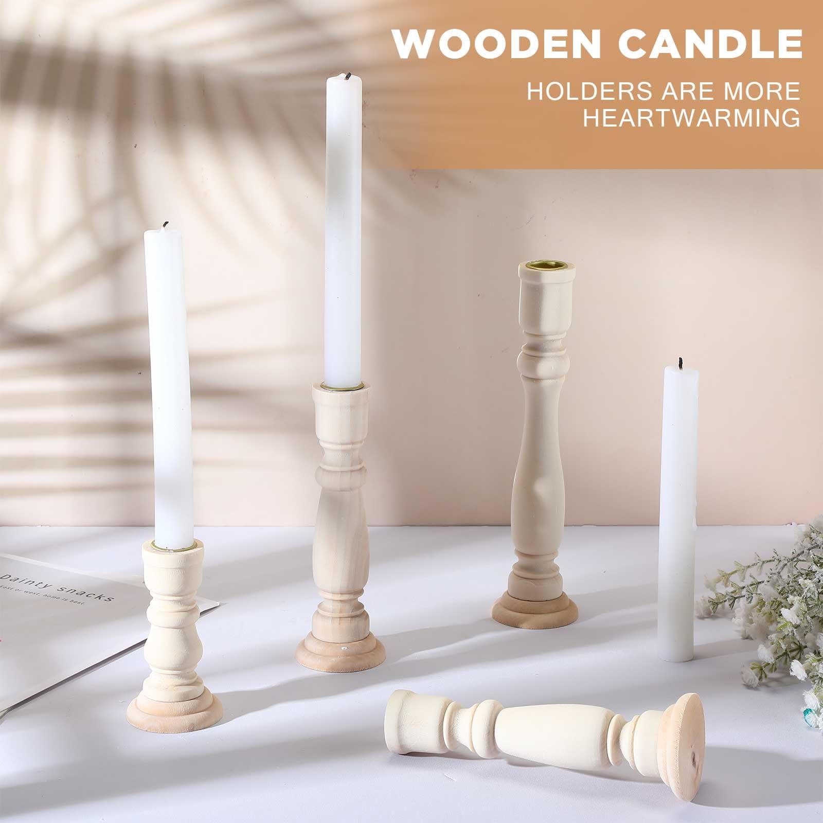 Tanlade 16 Pcs Wooden Candle Holders Set for Pillar Candles Farmhouse Unfinished Wood Candlesticks Holder Rustic Candlestick Holder Stand for Fireplace Dining Table Centerpiece - Image 5