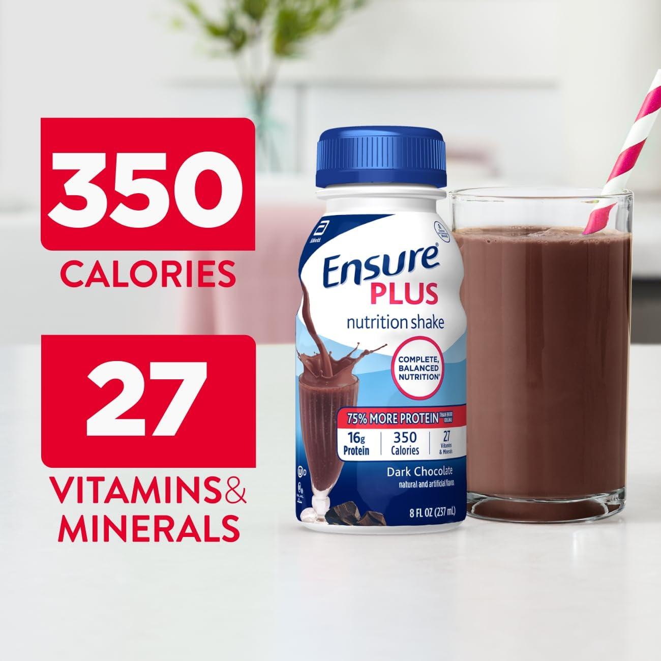Ensure Plus DarkChocolate Nutrition Shake | Meal Replacement Shake | Ready To Drink | 16g Protein and 27 Vitamins and Minerals | 8 fl oz - 24 Pack - Image 4